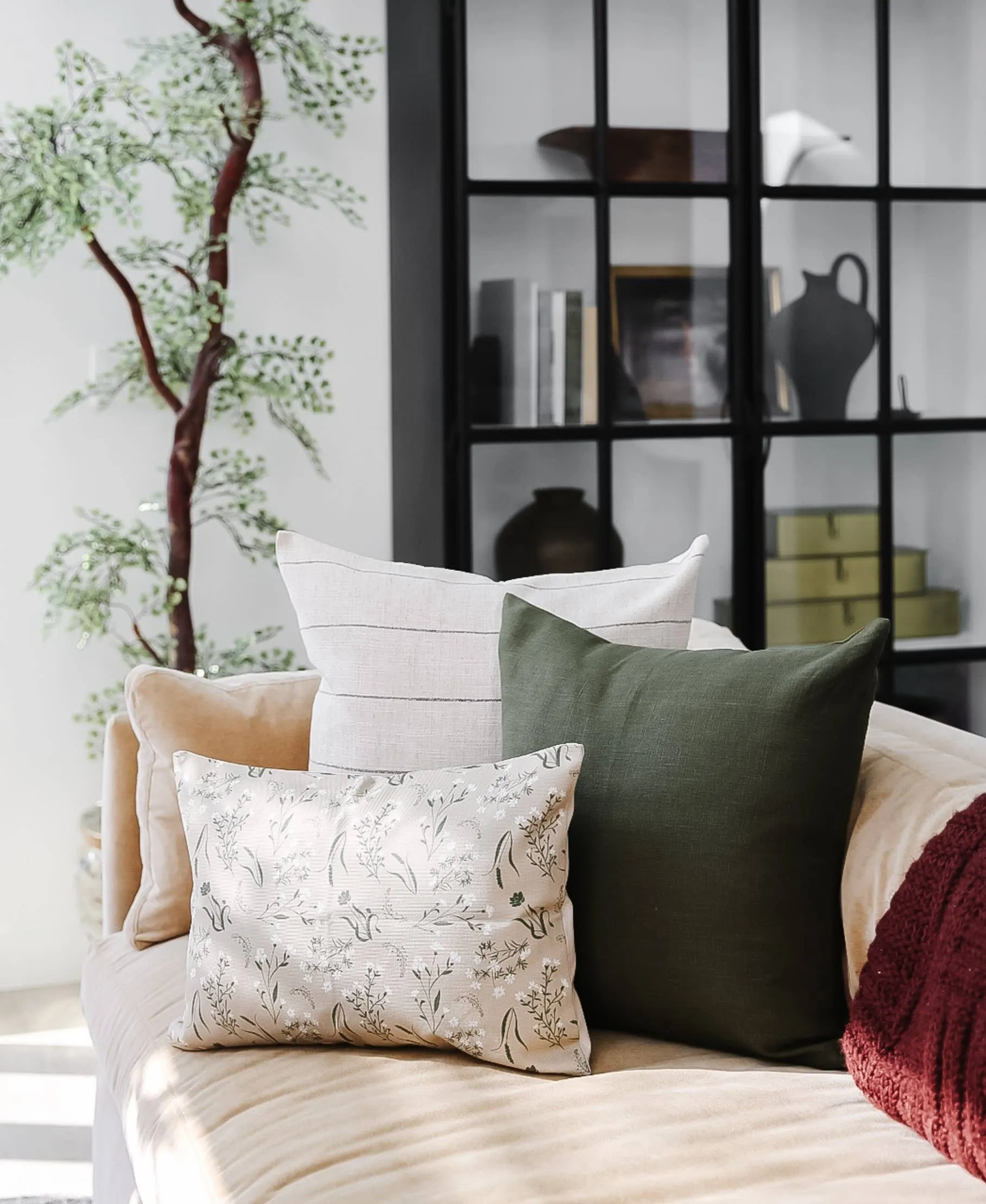 Neutral Striped Pillow Cover, Natural Throw Pillow | Evans: 20x20