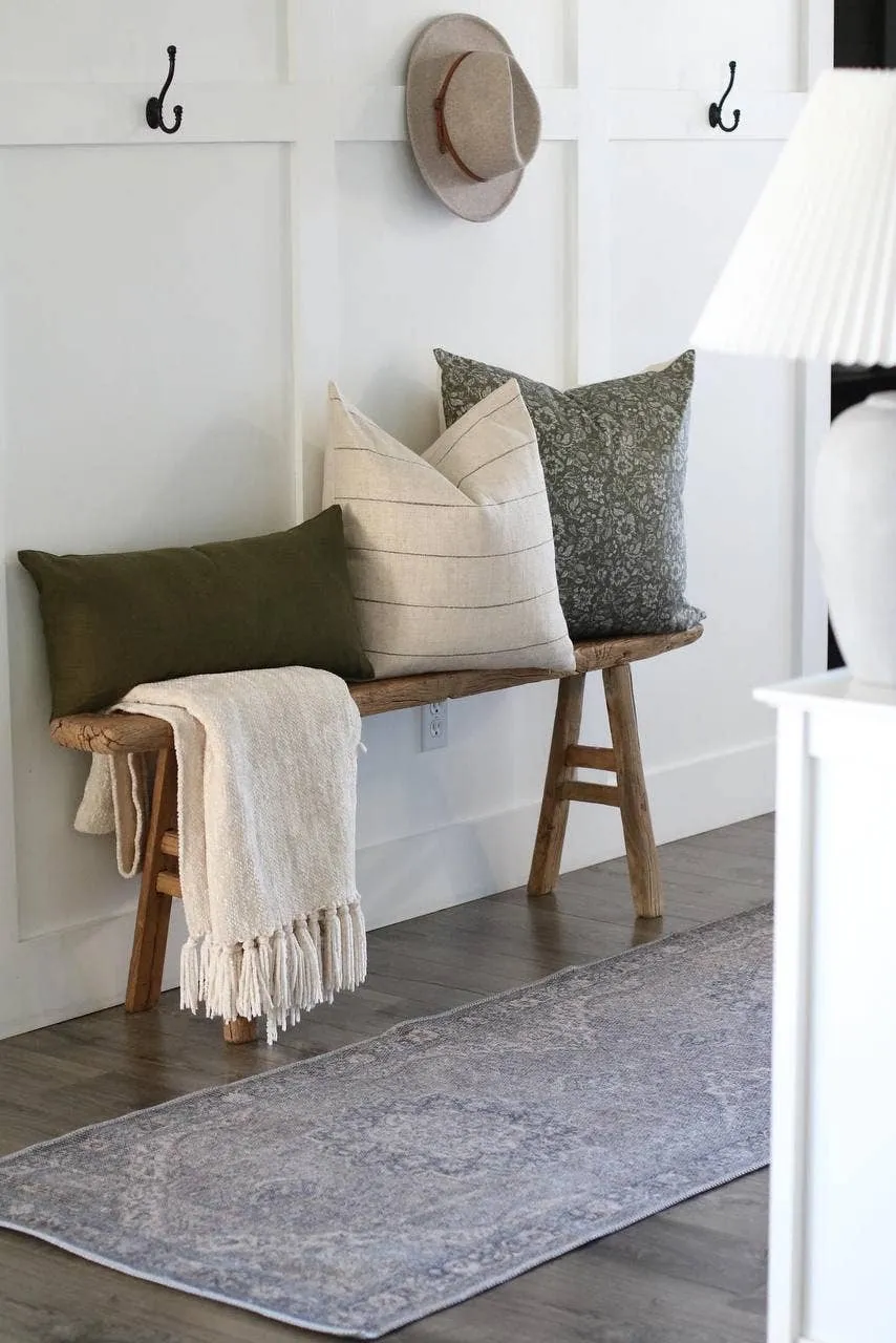 Neutral Striped Pillow Cover, Natural Throw Pillow | Evans: 22x22