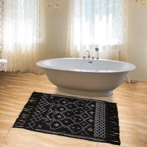 New Eudaemonia Cotton Woven Area Rug 2'x3', Machine Washable Geometric Boho Doormat Throw with Tassels for Entryway Kitchen Living Room Bedroom Laundry Room (Black, 2' x 3')
