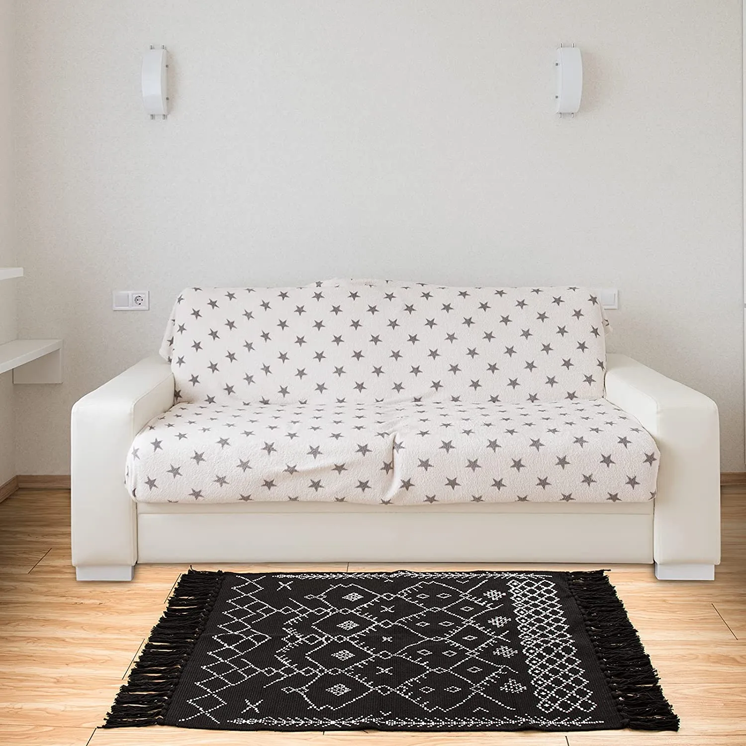 New Eudaemonia Cotton Woven Area Rug 2'x3', Machine Washable Geometric Boho Doormat Throw with Tassels for Entryway Kitchen Living Room Bedroom Laundry Room (Black, 2' x 3')
