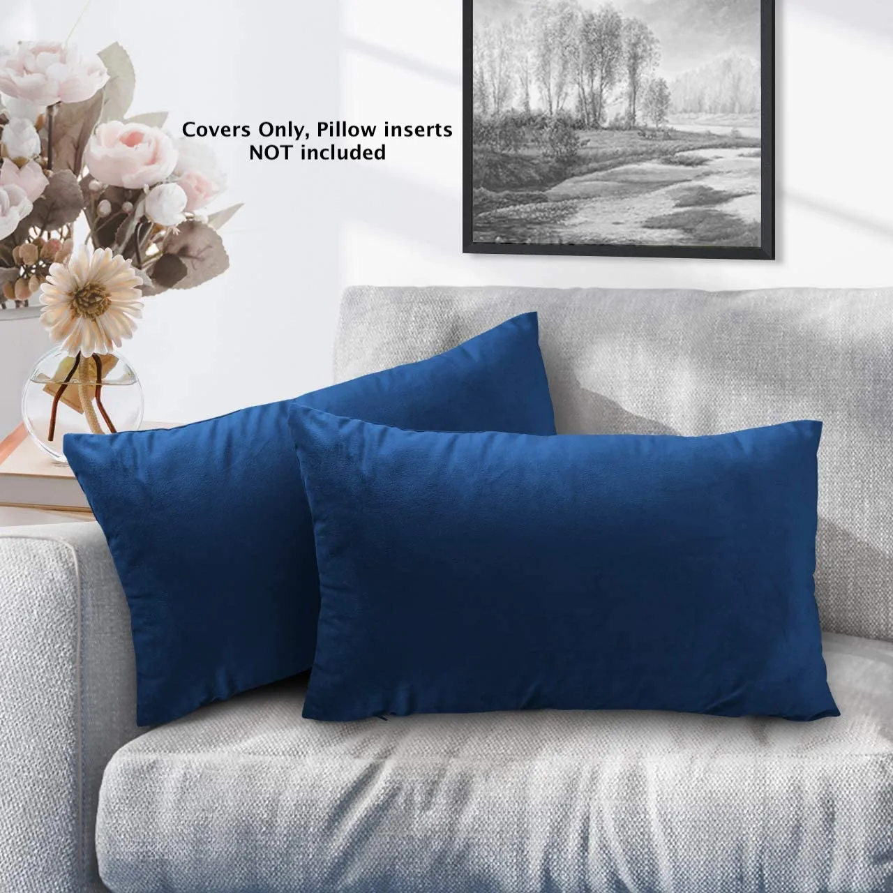 New iCOVER Throw Pillow Covers Pack of 2, Velvet Decorative Solid Lumbar Pillow Covers, 12 X 20 Each! Pillow inserts not included