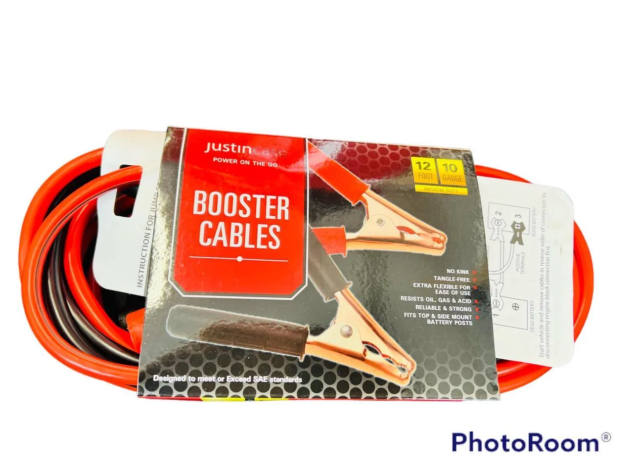 New Justin Case 12 Ft. 10 Gauge Booster Cables