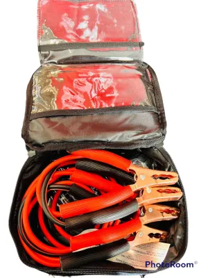 New Justin Case Booster Cables 8 Ft 10 Gauge in Navy & Black zip up case with compartments! Wholesale Pricing