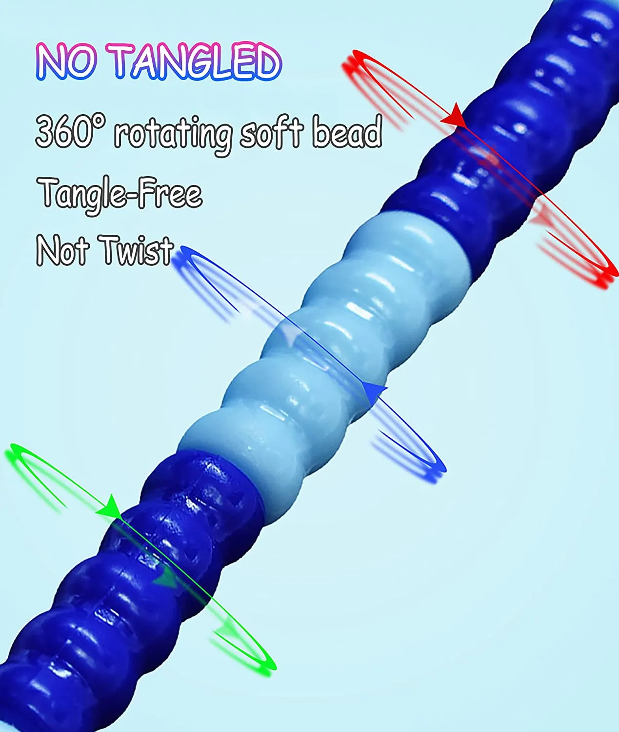 NEW Soft Beaded Jump Rope, Adjustable Tangle - Free Segmented Fitness Skipping Rope for Men, Women and Kids Keeping Fit, Training, Workout and Weight Loss - 9 Feet (2-Pack)