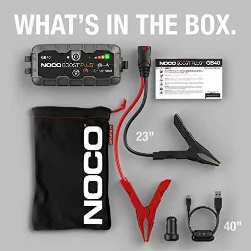 NOCO Boost Plus GB40 1000 Amp 12-Volt UltraSafe Lithium Jump Starter Box, Car Battery Booster Pack, Portable Power Bank Charger, and Jumper Cables For Up To 6-Liter Gasoline and 3-Liter Diesel Engines