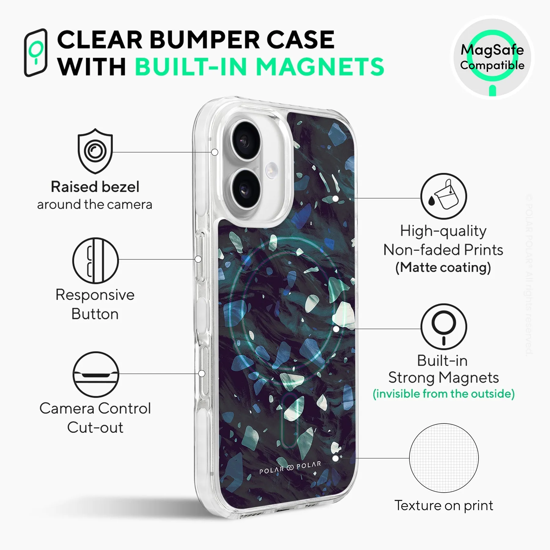 Nordic Terrazzo Gem - iPhone 16 Clear Bumper MagSafe Case