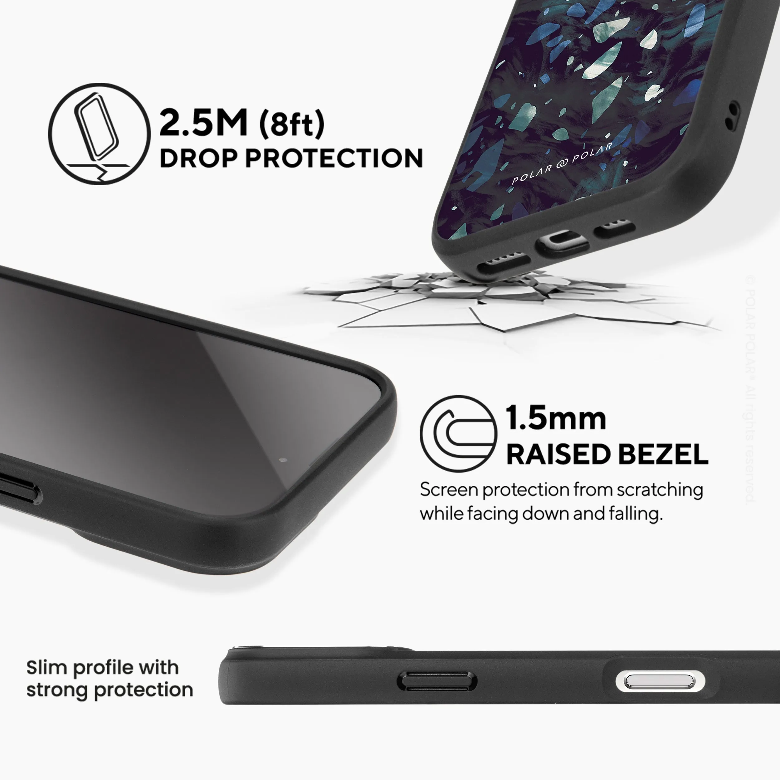 Nordic Terrazzo Gem - iPhone 16 Plus Frosted Black Bumper MagSafe Case