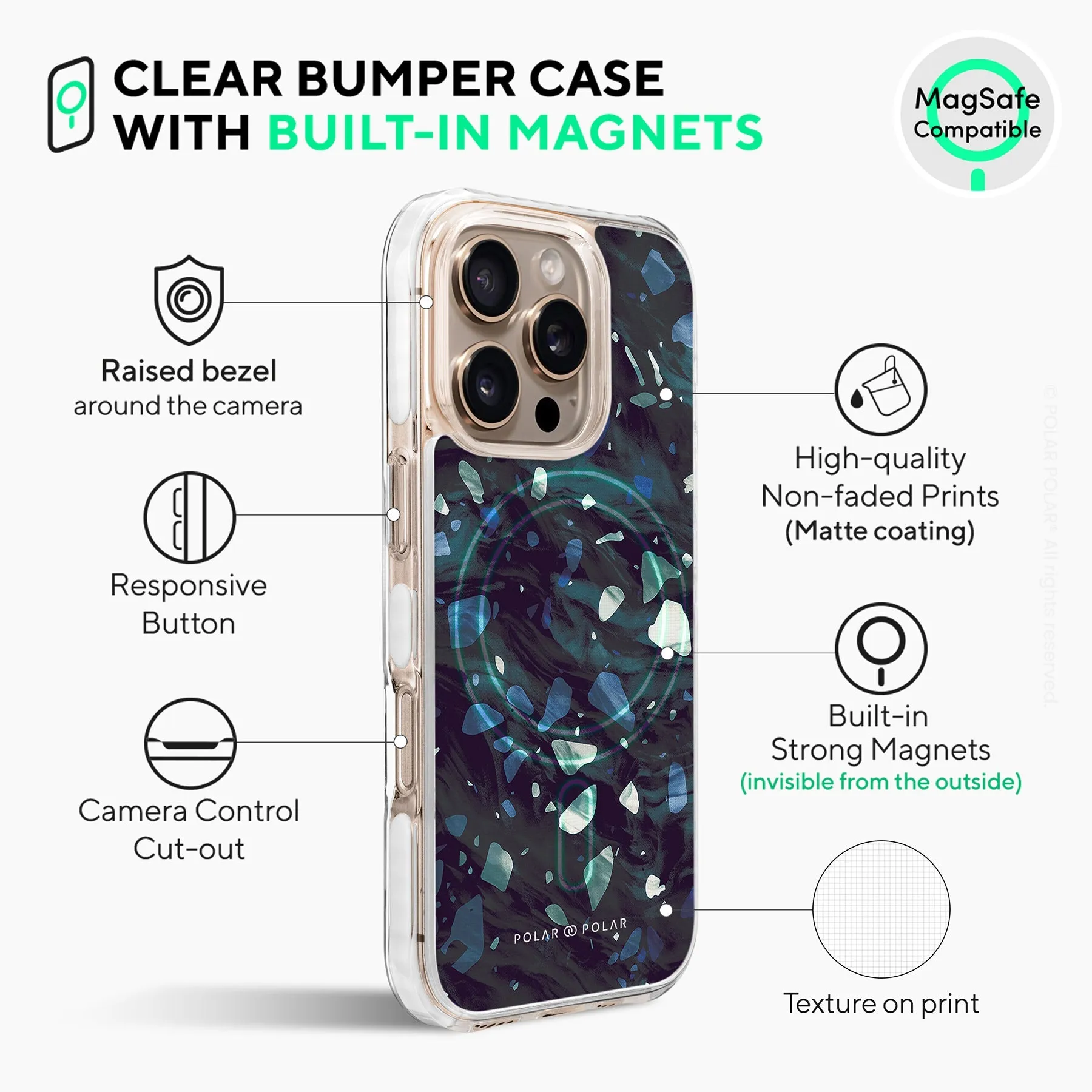 Nordic Terrazzo Gem - iPhone 16 Pro Max Clear Bumper MagSafe Case