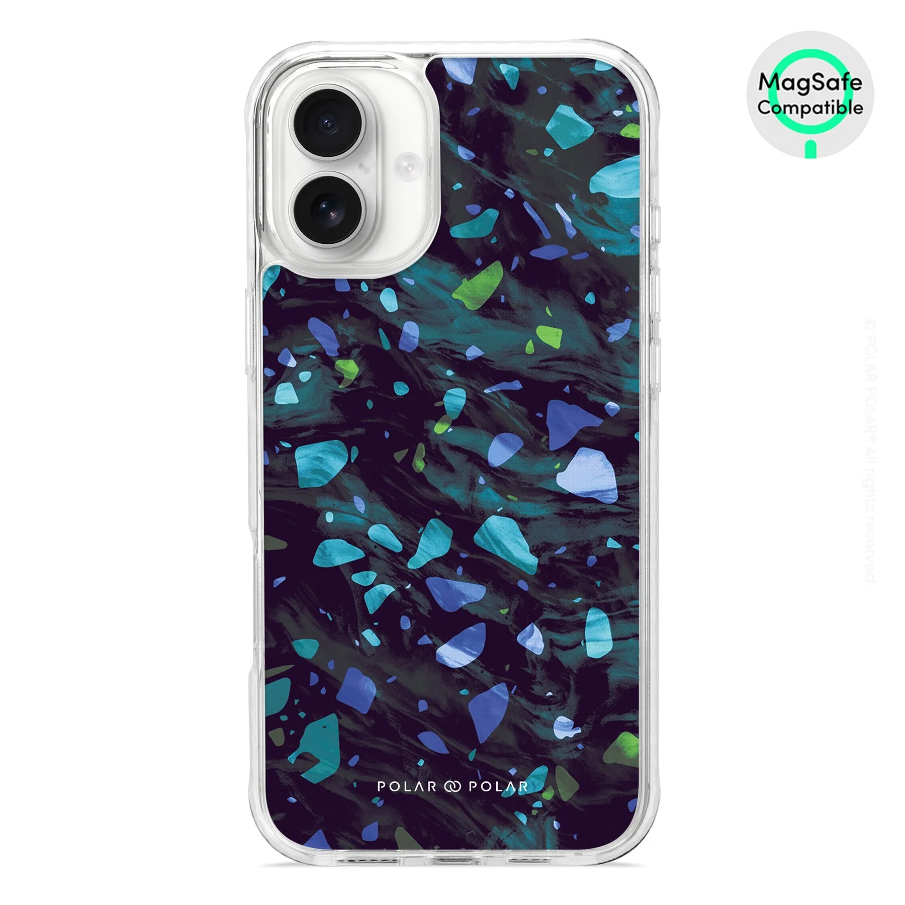Ocean Terrazzo Gem - iPhone 16 Plus Clear Bumper MagSafe Case
