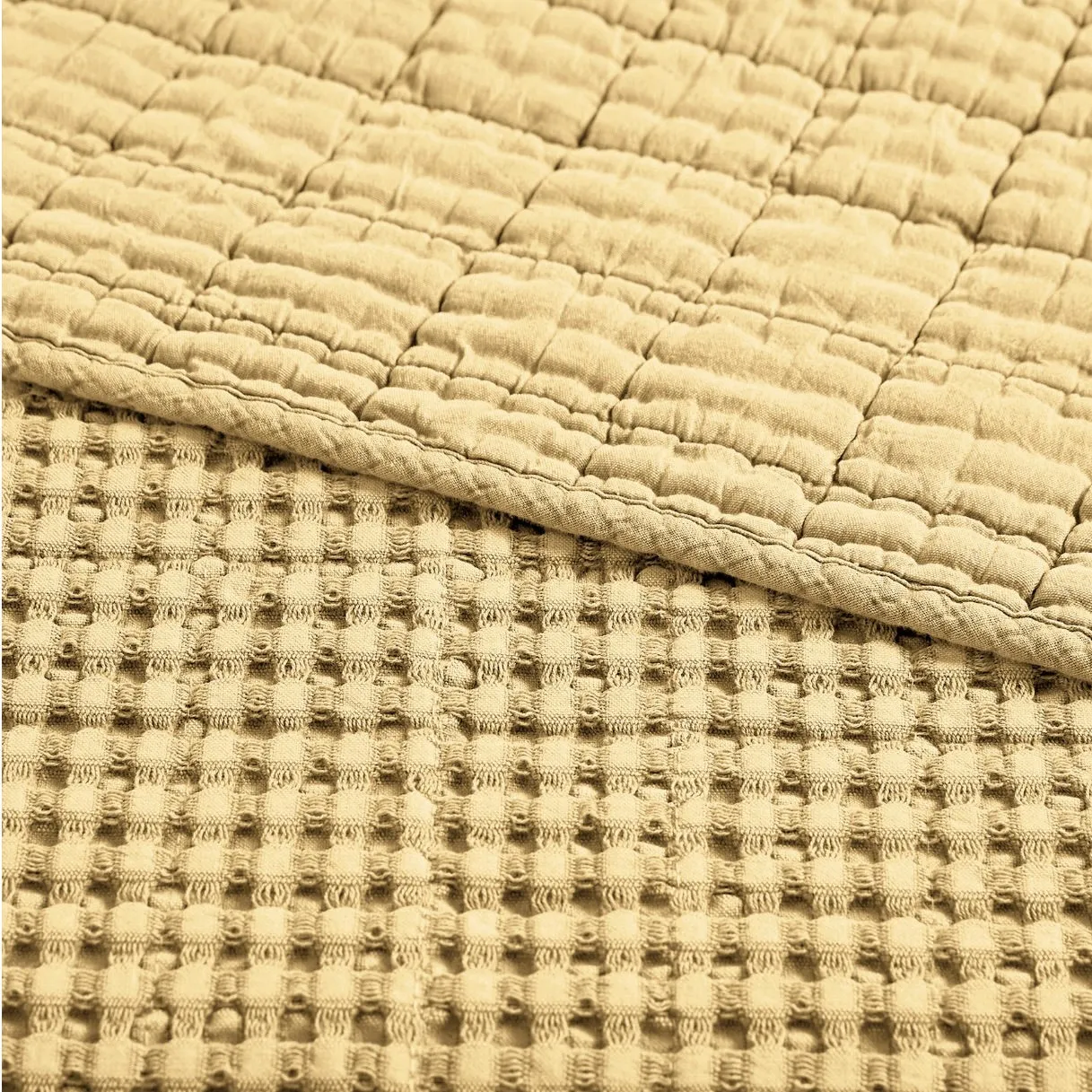 Ochre Waffle Throw