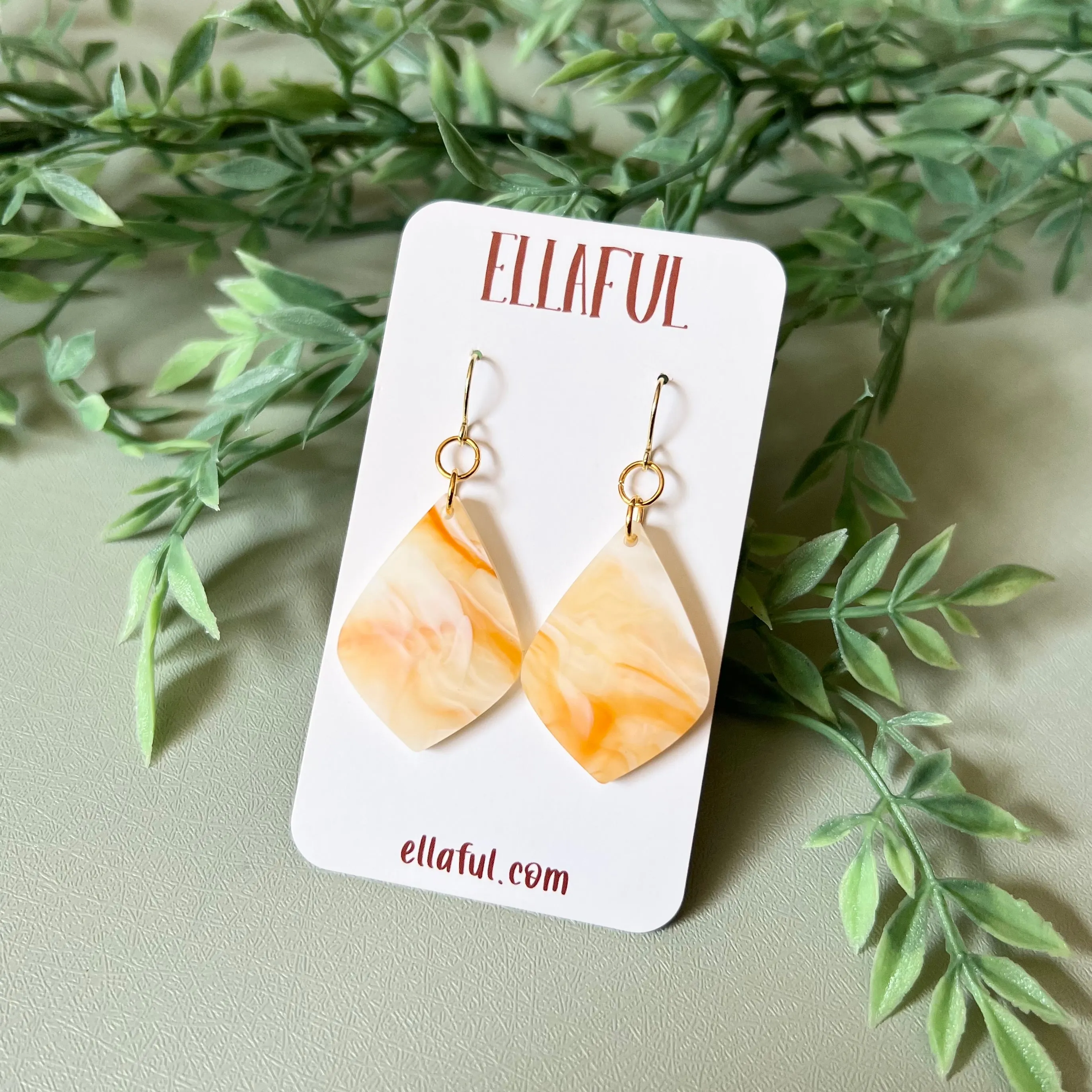 Orange Creamsicle Diamond Earrings