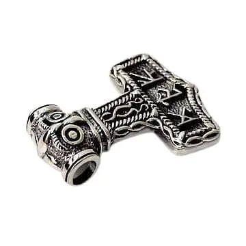 Owl Futhark Runes Sterling Silver Viking Hammer Pendant