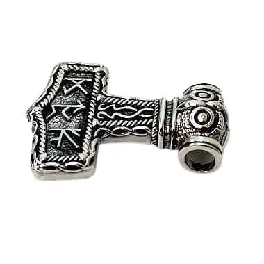 Owl Futhark Runes Sterling Silver Viking Hammer Pendant