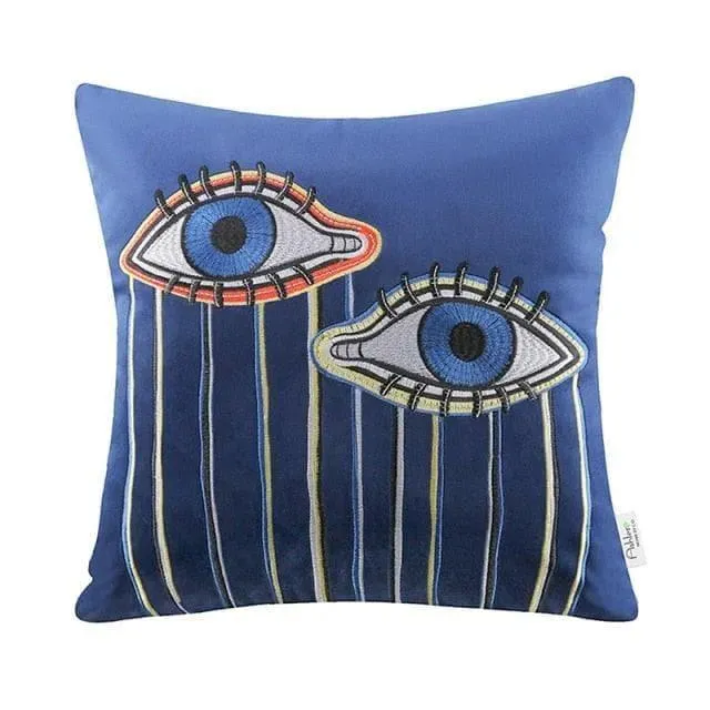 Painted Evil Eyes Throw Pillow Covers