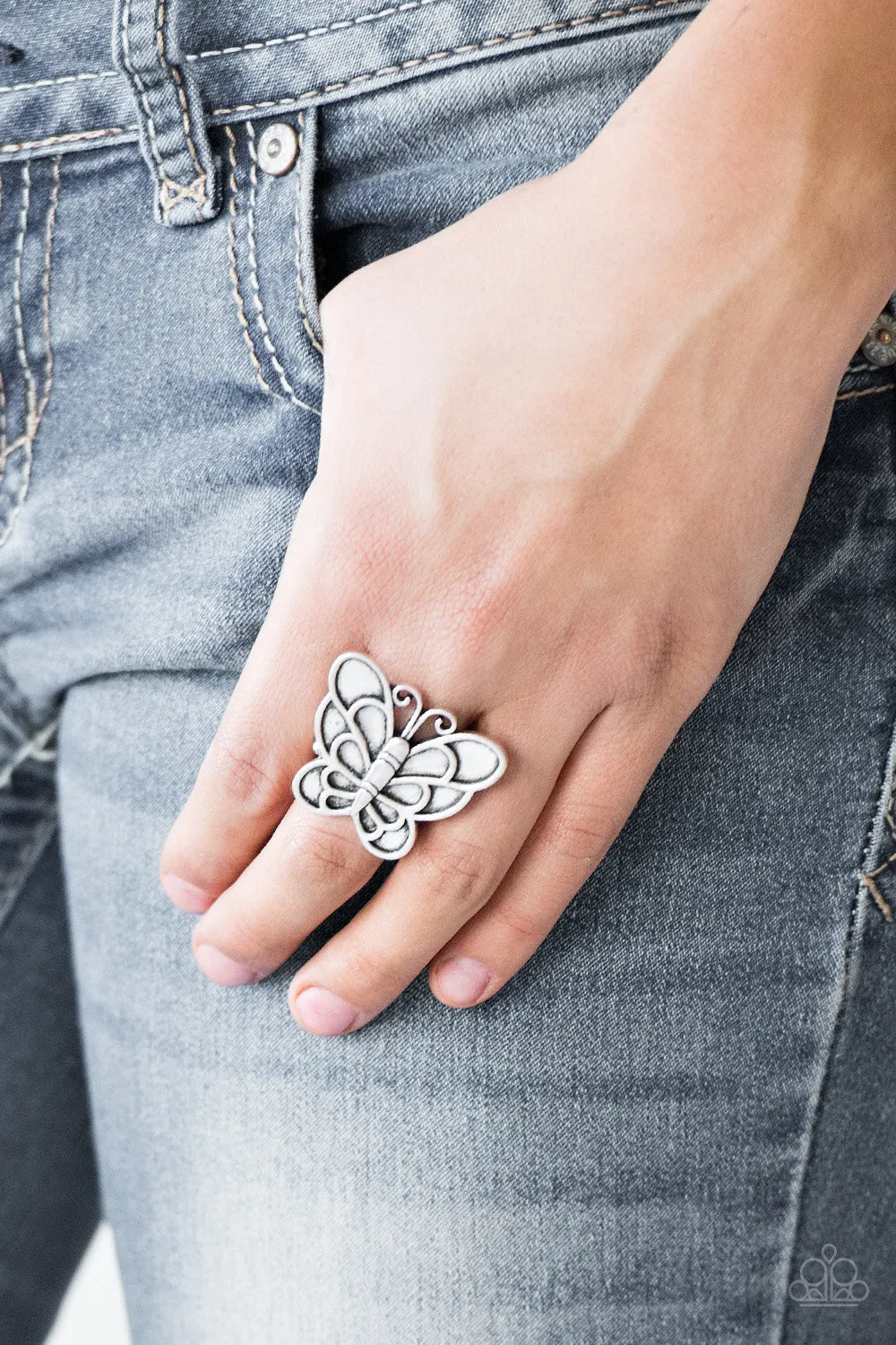 Paparazzi Sky High Butterfly - Brass/Silver Butterfly Ring