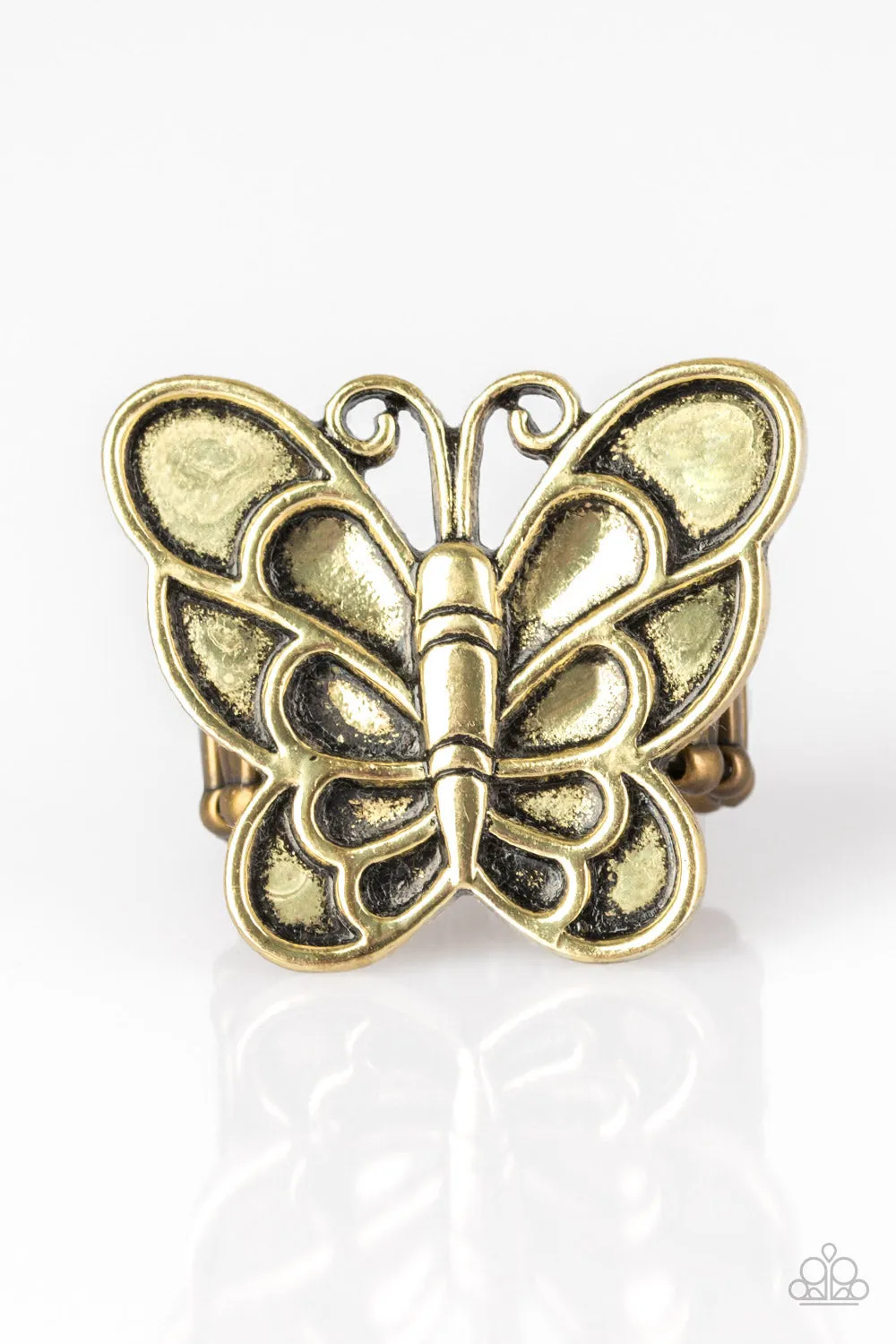 Paparazzi Sky High Butterfly - Brass/Silver Butterfly Ring