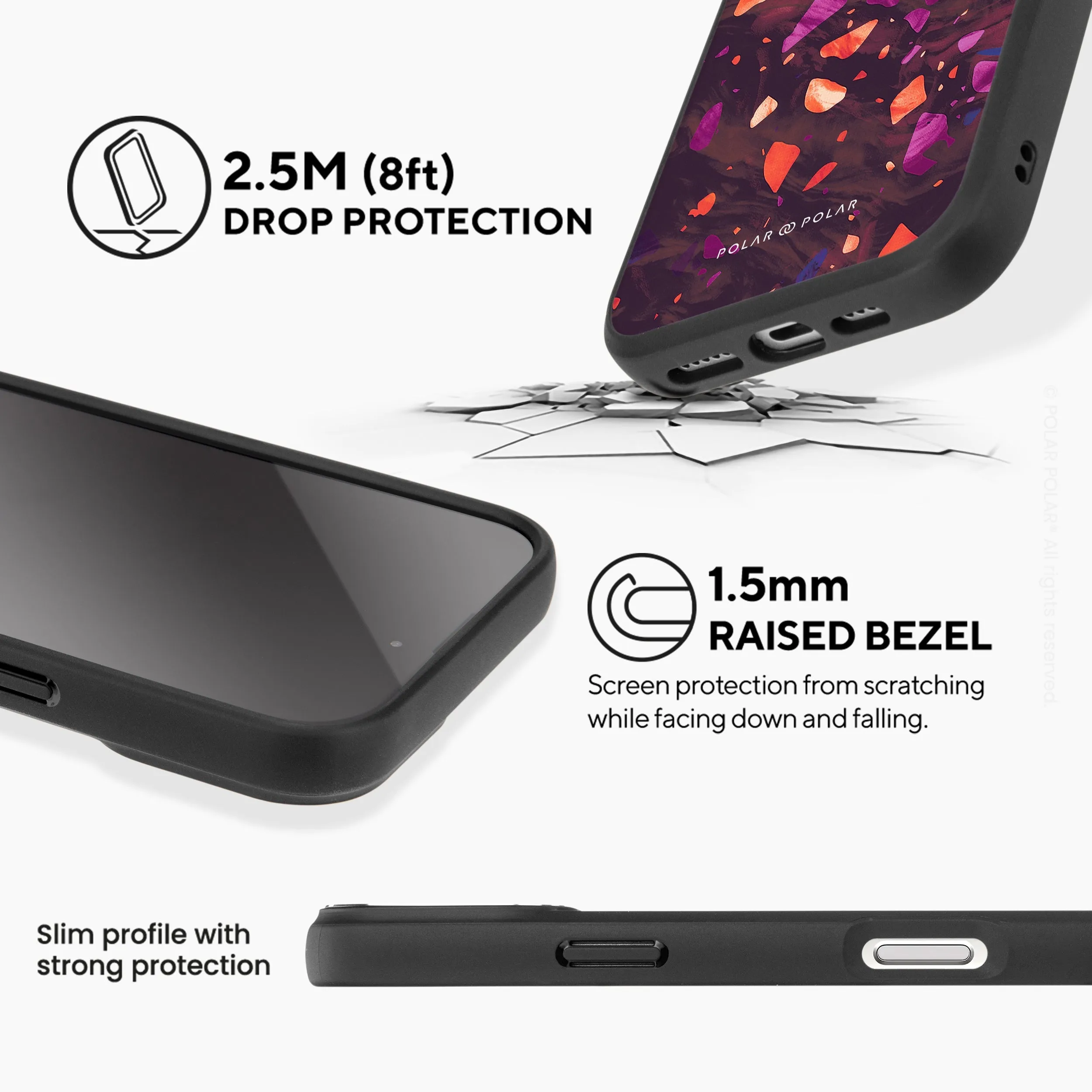 Paprika Terrazzo Gem - iPhone 16 Pro Frosted Black Bumper MagSafe Case