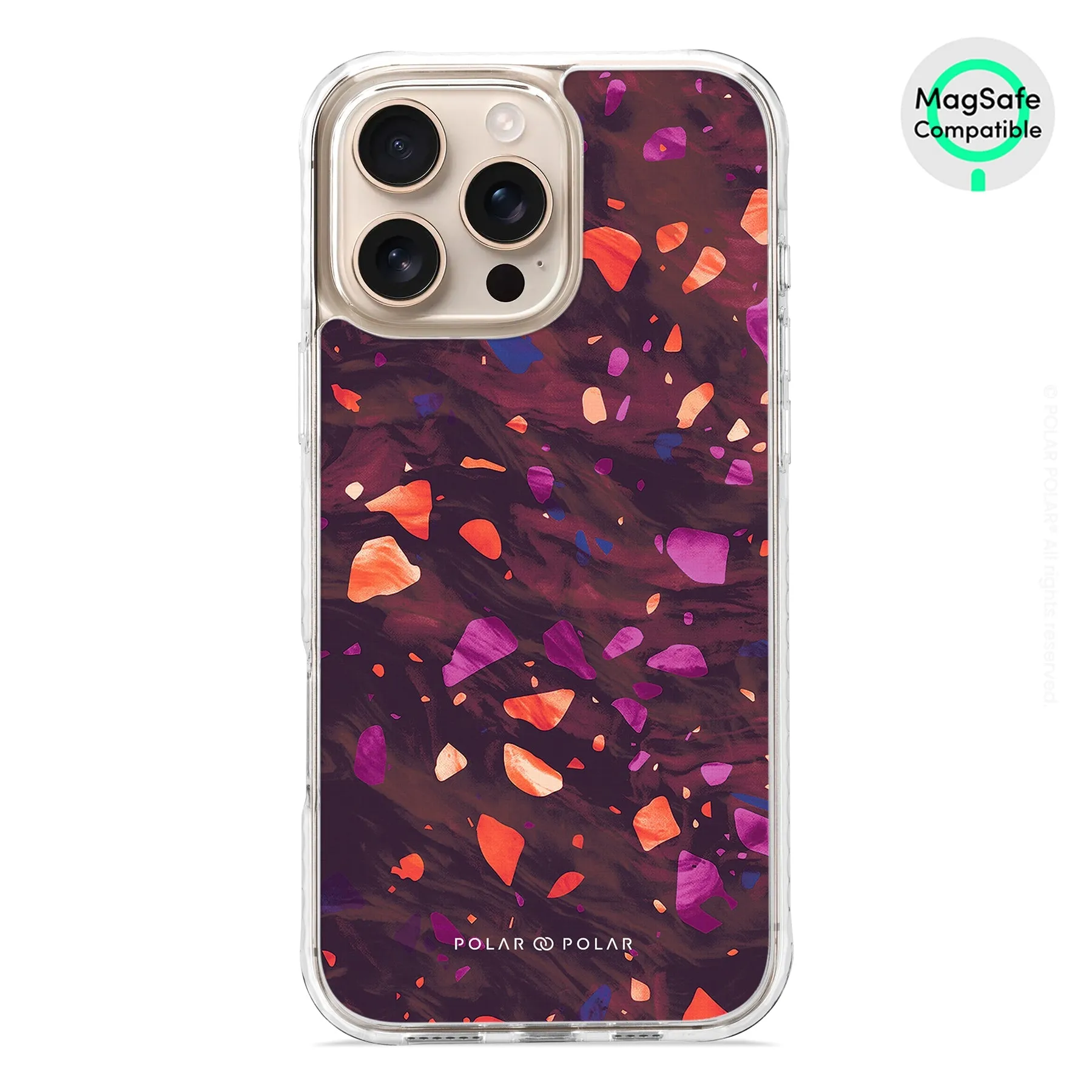 Paprika Terrazzo Gem - iPhone 16 Pro Max Clear Bumper MagSafe Case
