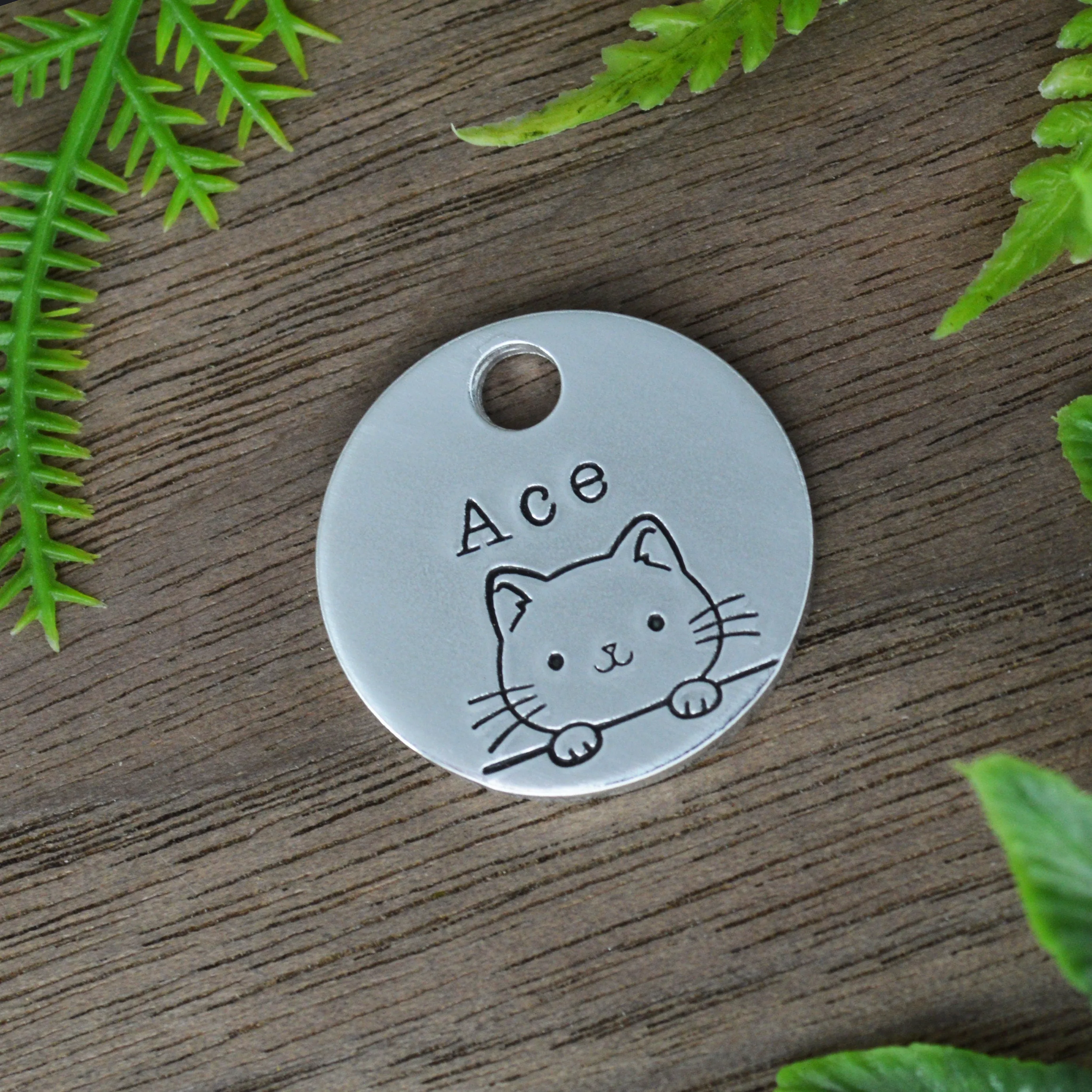 Peek-a-Boo Cat Hand Stamped Cat Tag