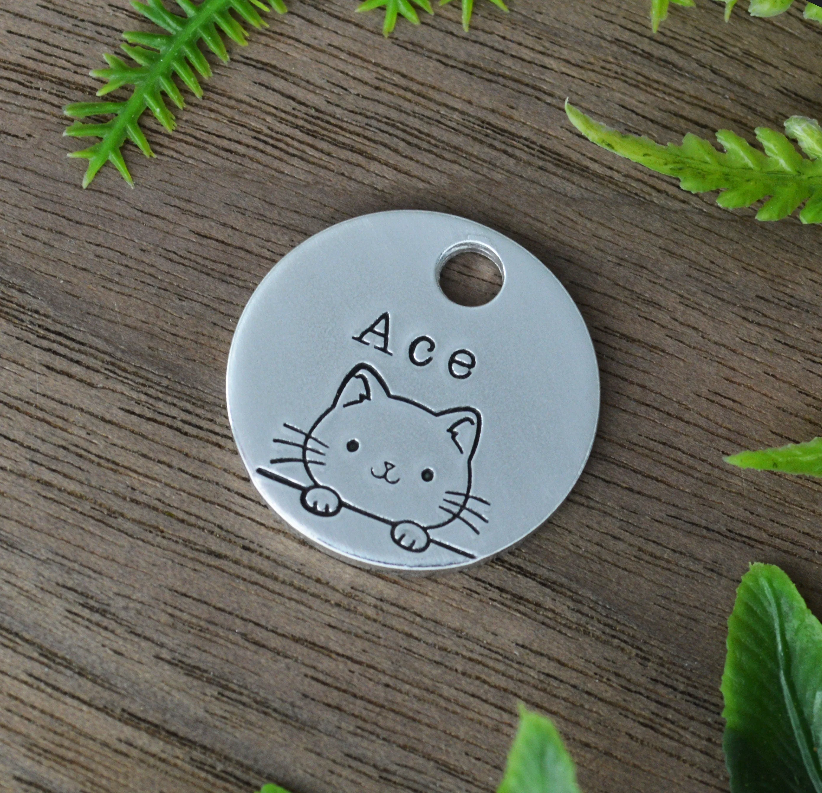 Peek-a-Boo Cat Hand Stamped Cat Tag