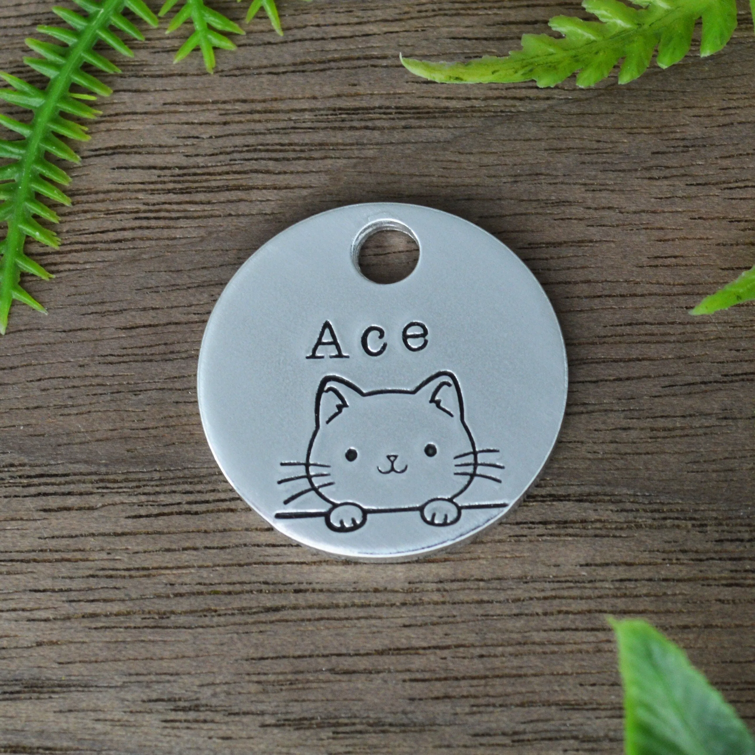 Peek-a-Boo Cat Hand Stamped Cat Tag