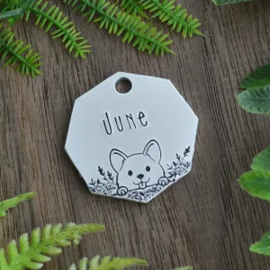 Peekaboo Garden Hand Stamped Dog Collar Tag