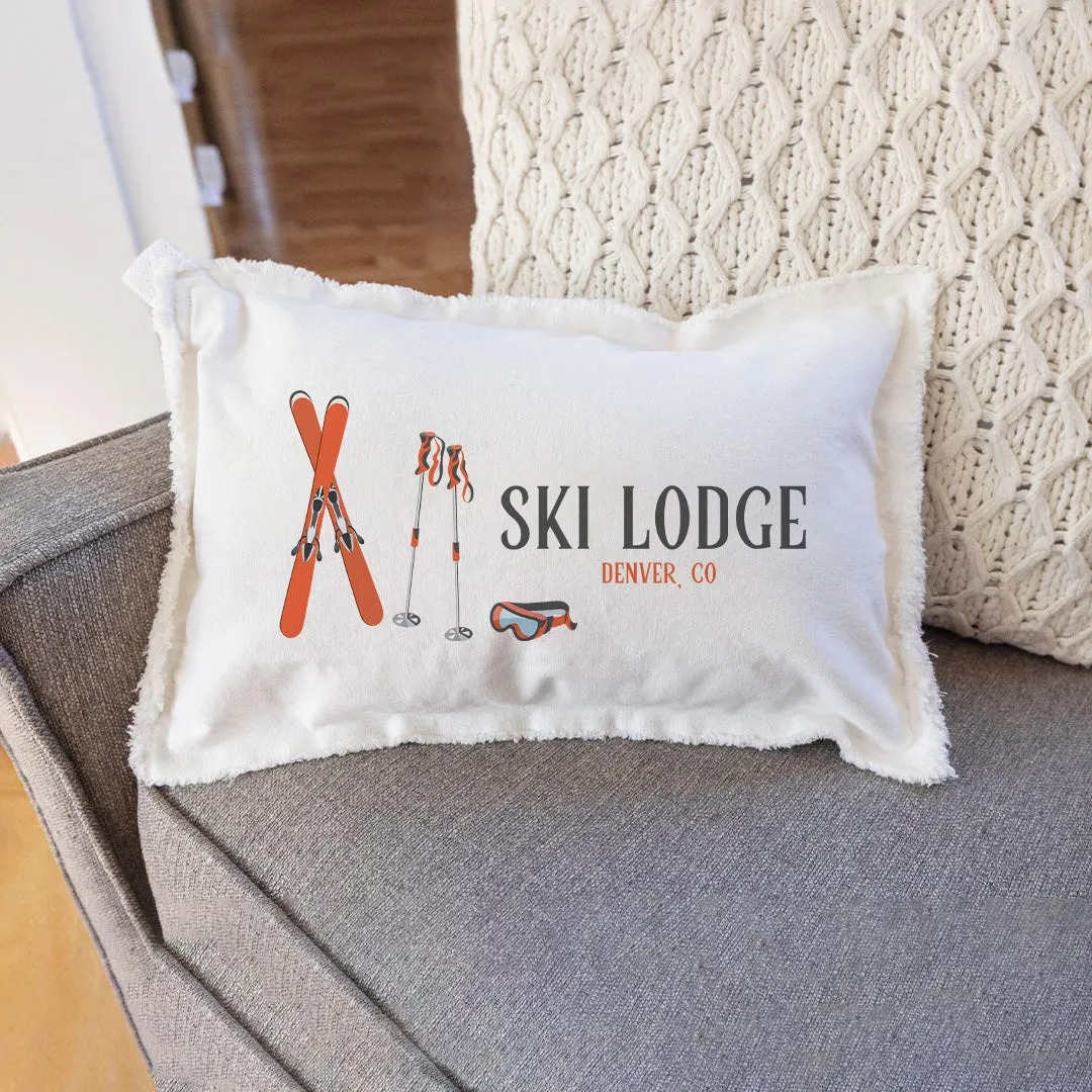 Personalized Ski Lodge Lumbar Pillow