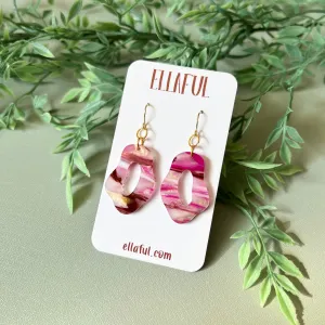 Pink and Gold Marble Donut Earrings