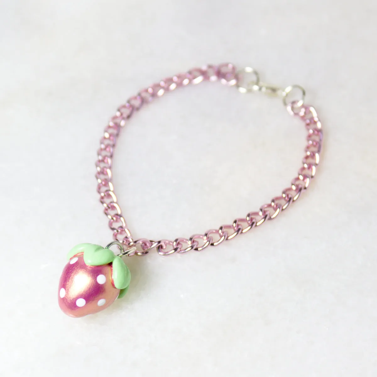 Pink Gold Strawberry Charm