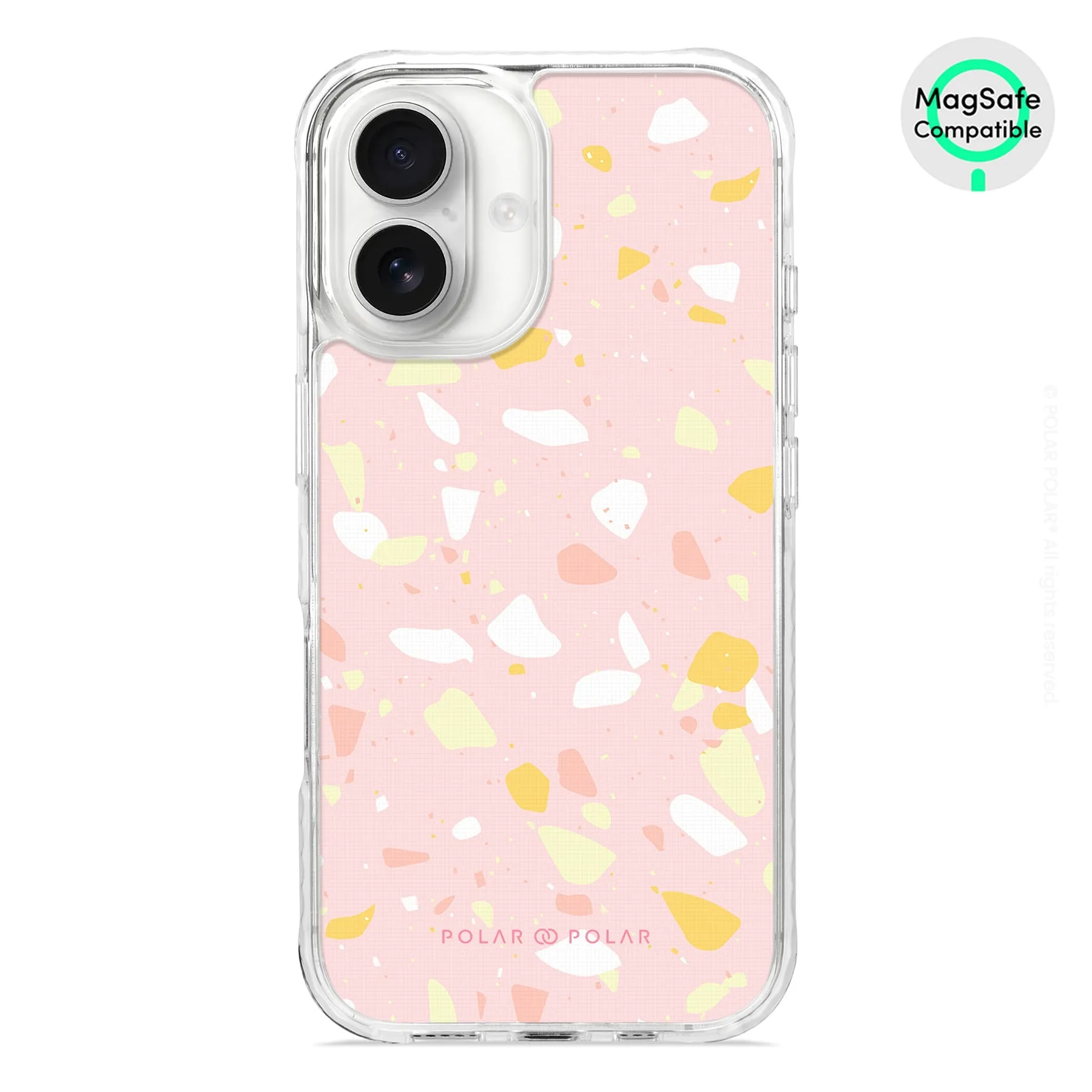 Pink Peony Terrazzo - iPhone 16 Clear Bumper MagSafe Case