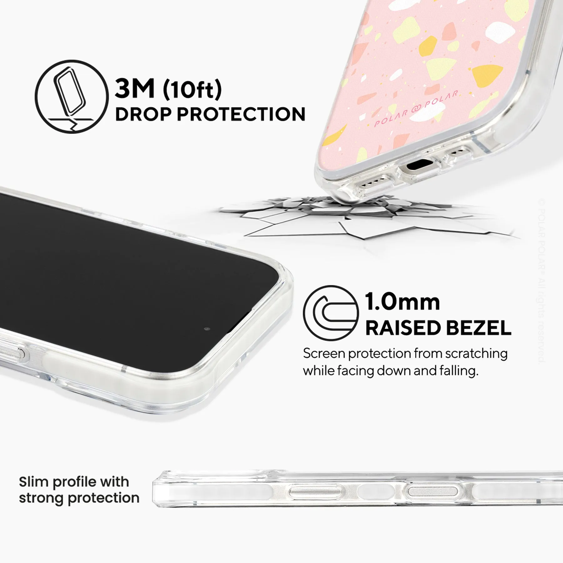 Pink Peony Terrazzo - iPhone 16 Clear Bumper MagSafe Case