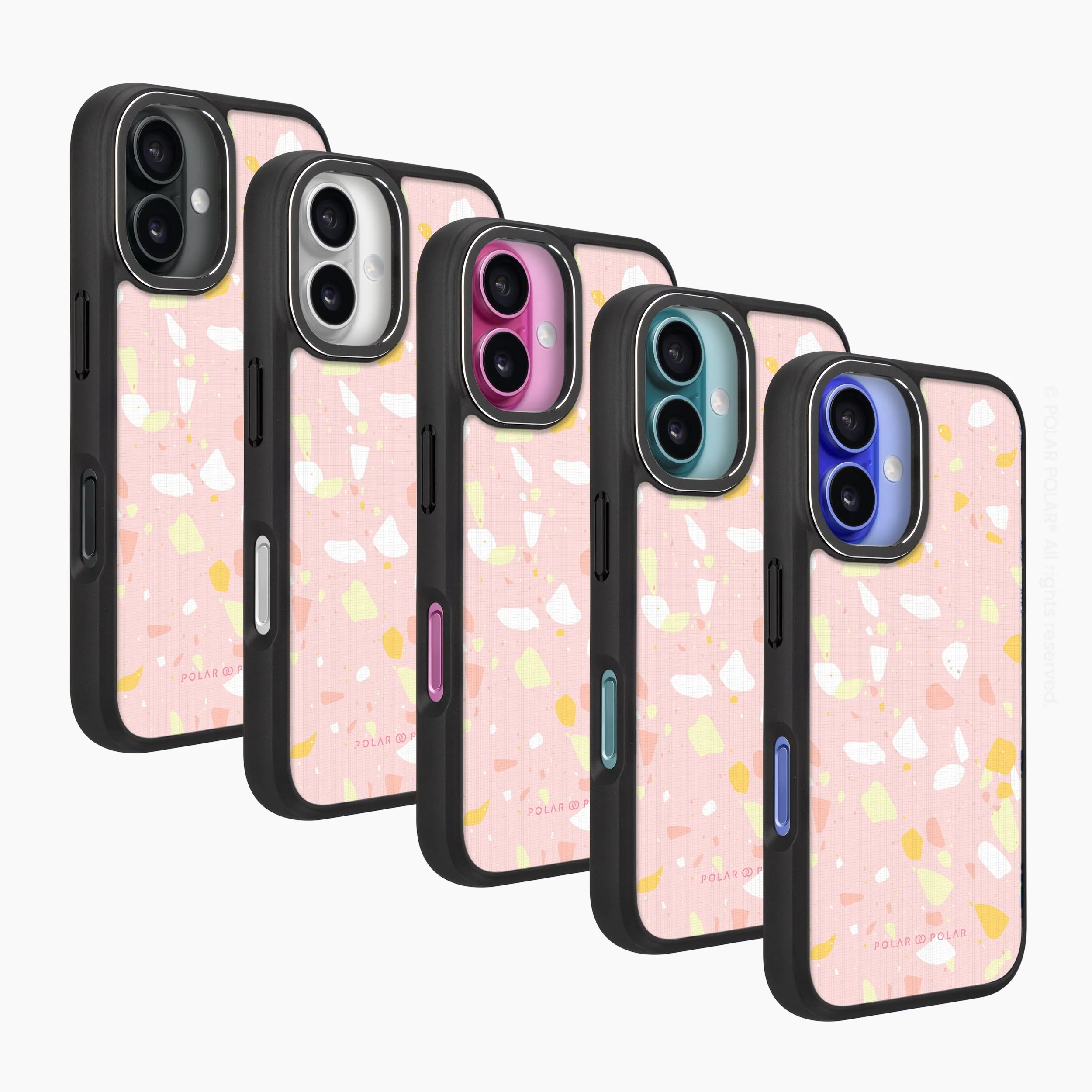 Pink Peony Terrazzo - iPhone 16 Plus Frosted Black Bumper MagSafe Case
