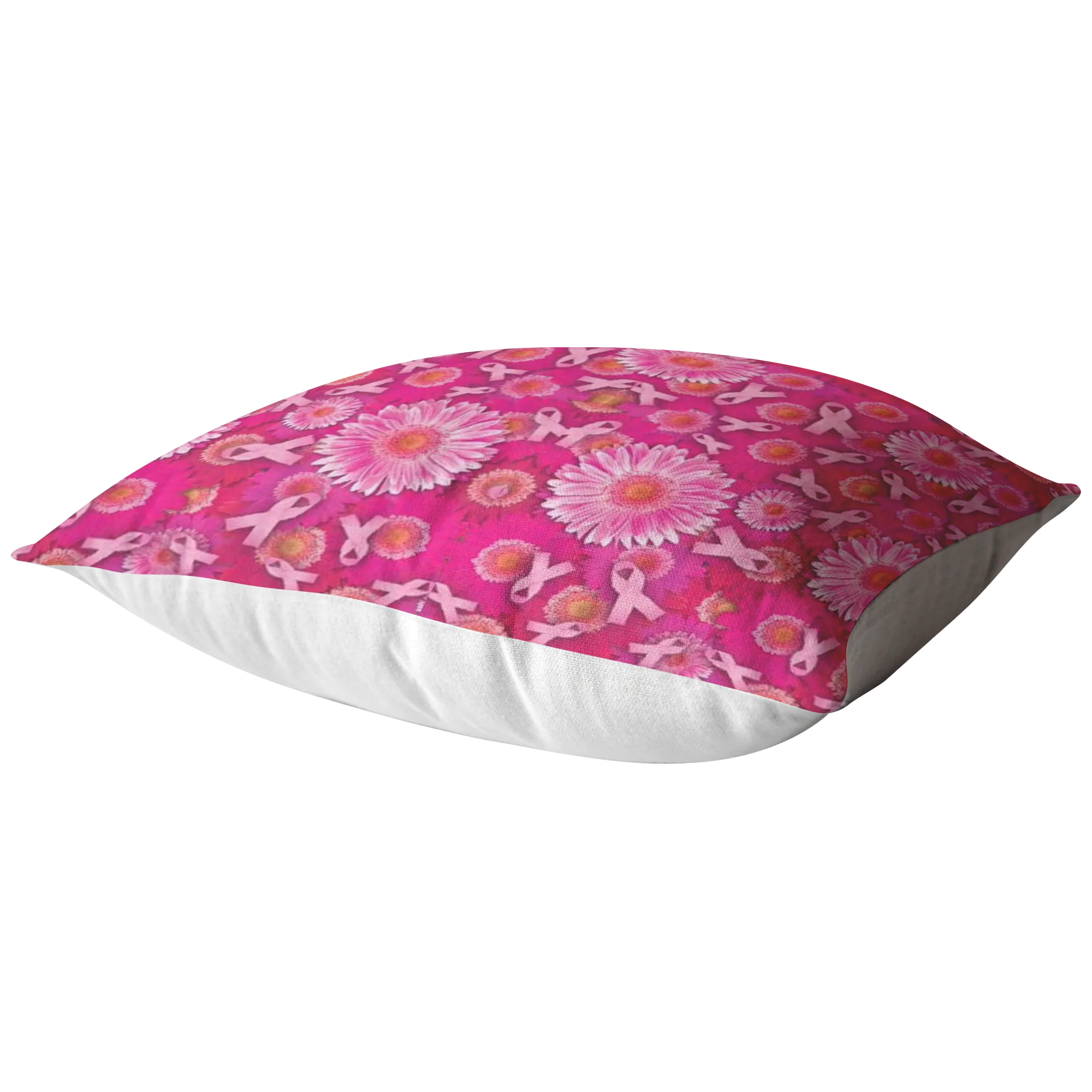 Pink Ribbons and Flowers Pillow