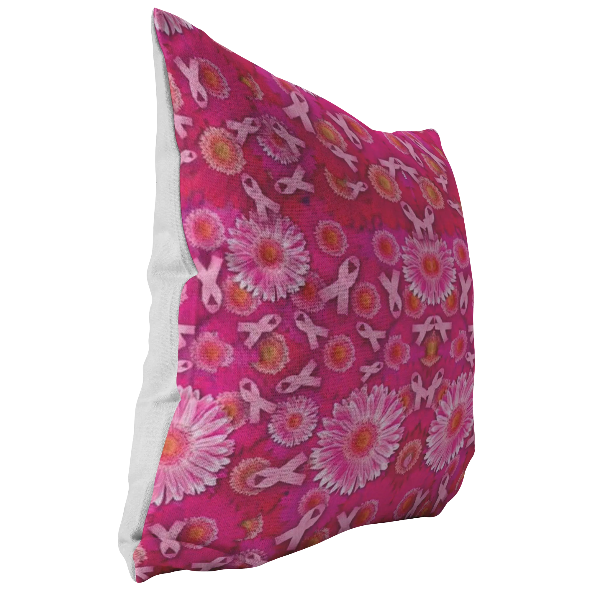 Pink Ribbons and Flowers Pillow