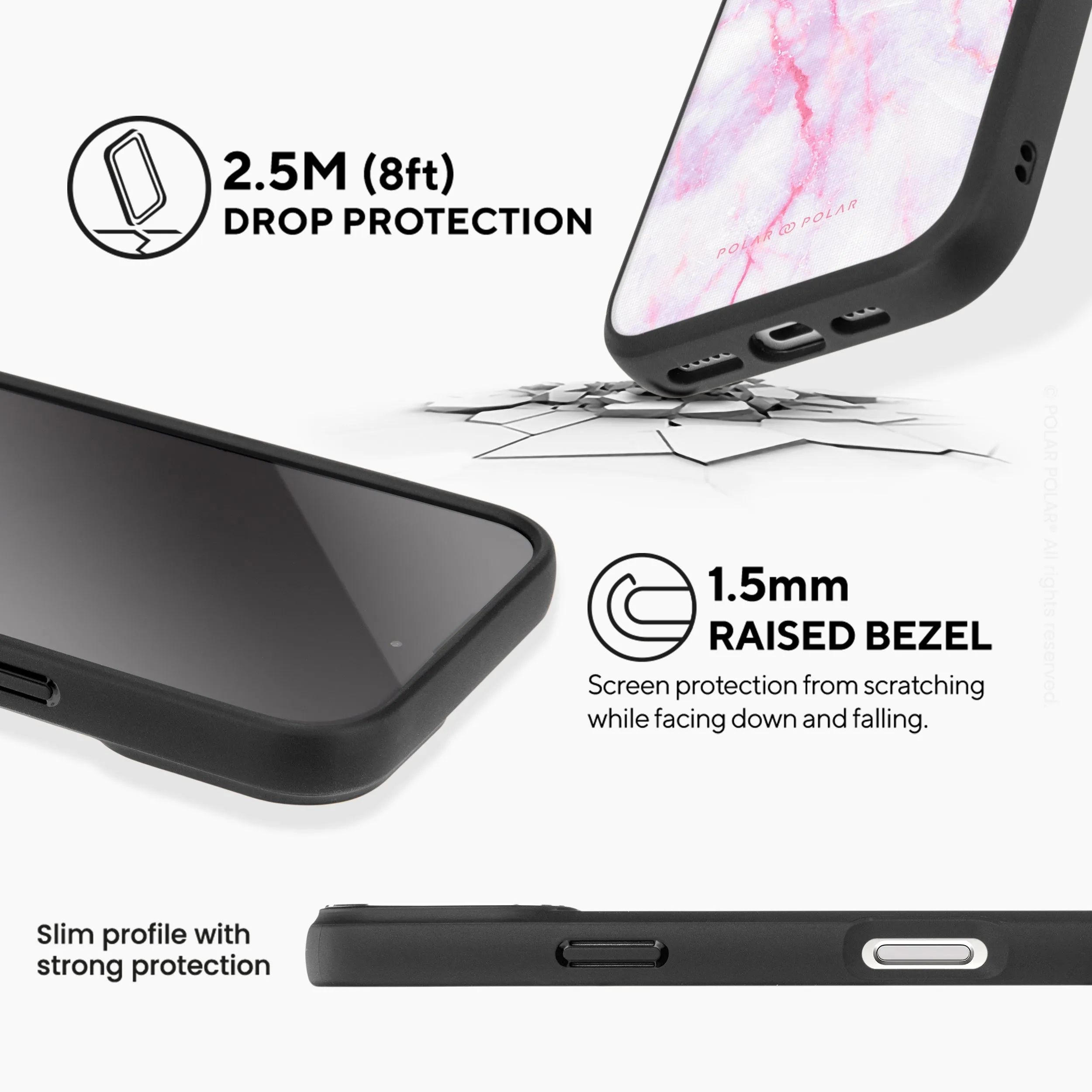 Pink White - iPhone 16 Frosted Black Bumper MagSafe Case