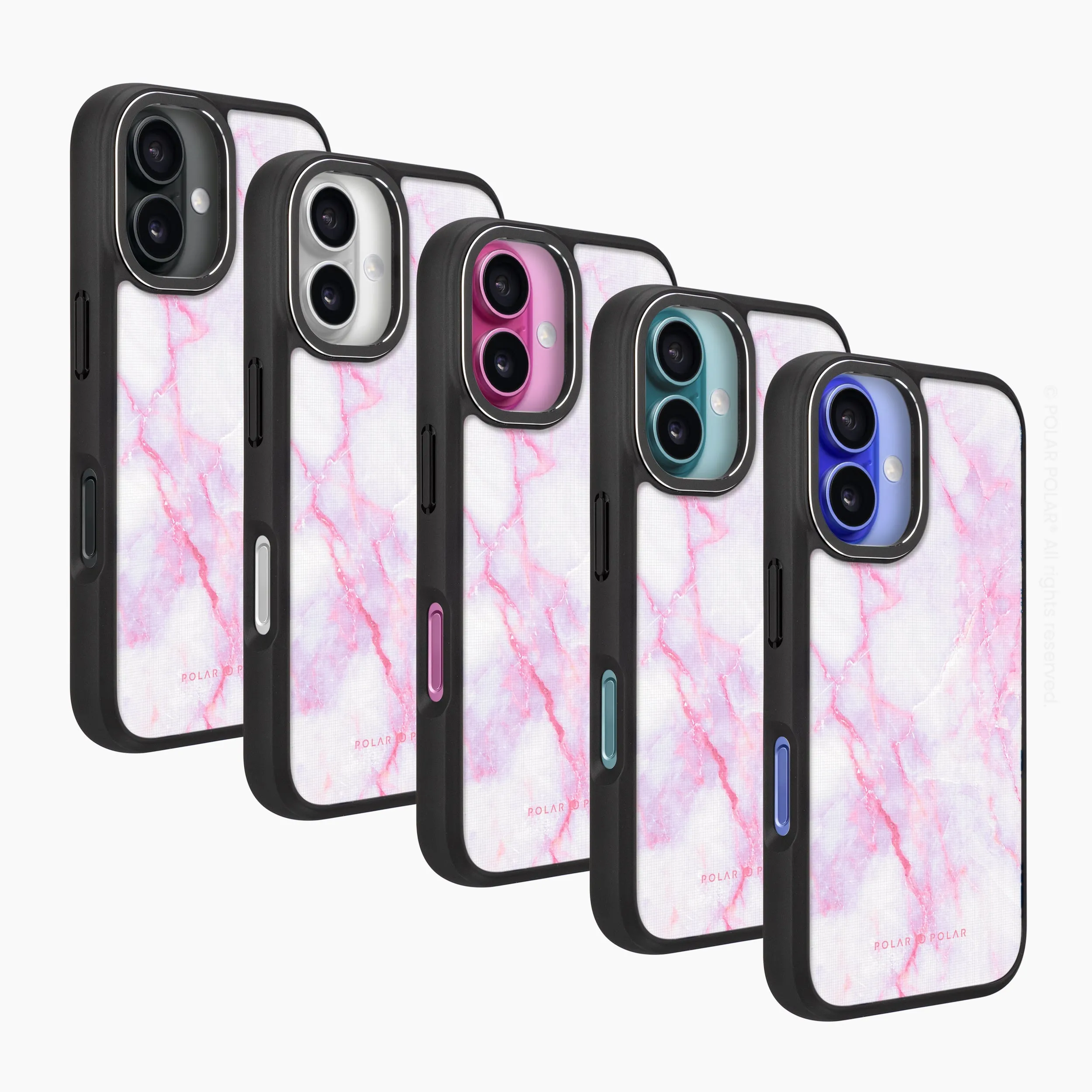 Pink White - iPhone 16 Frosted Black Bumper MagSafe Case