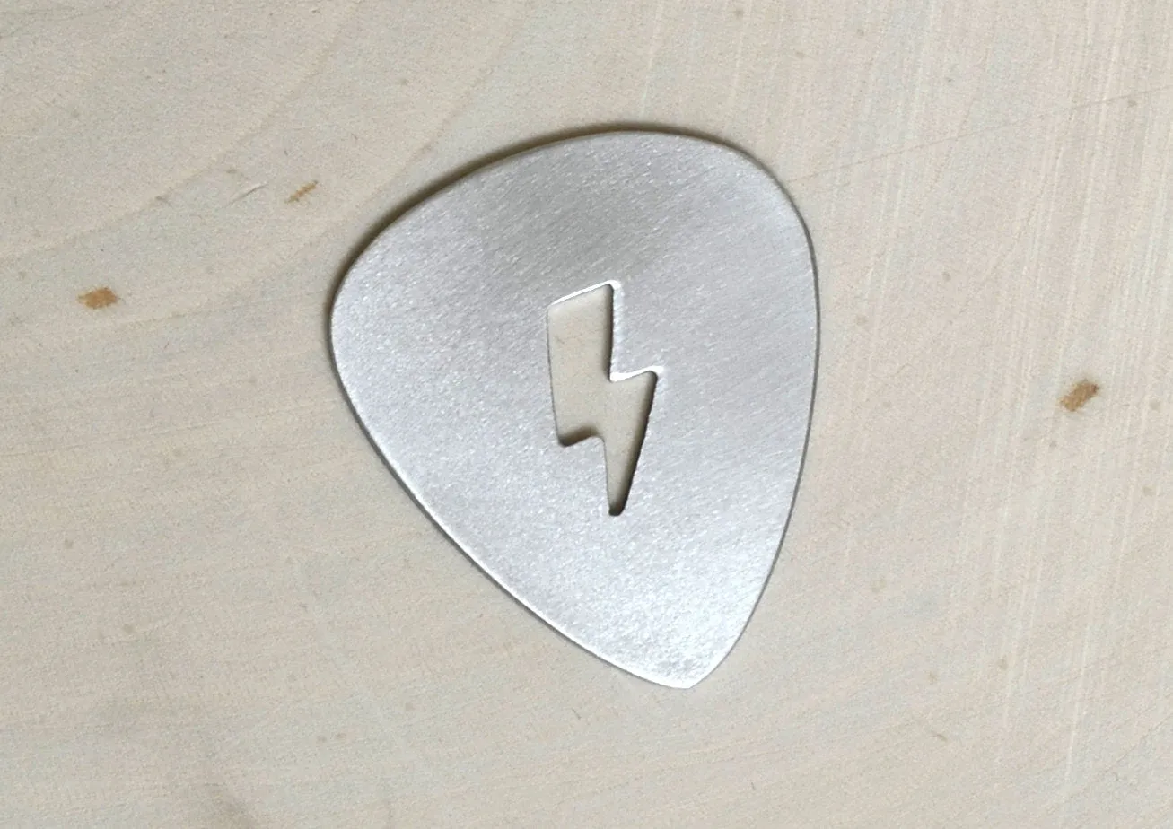 Playable Lightning Bolt Guitar Pick Handmade in Various Metals of your choosing
