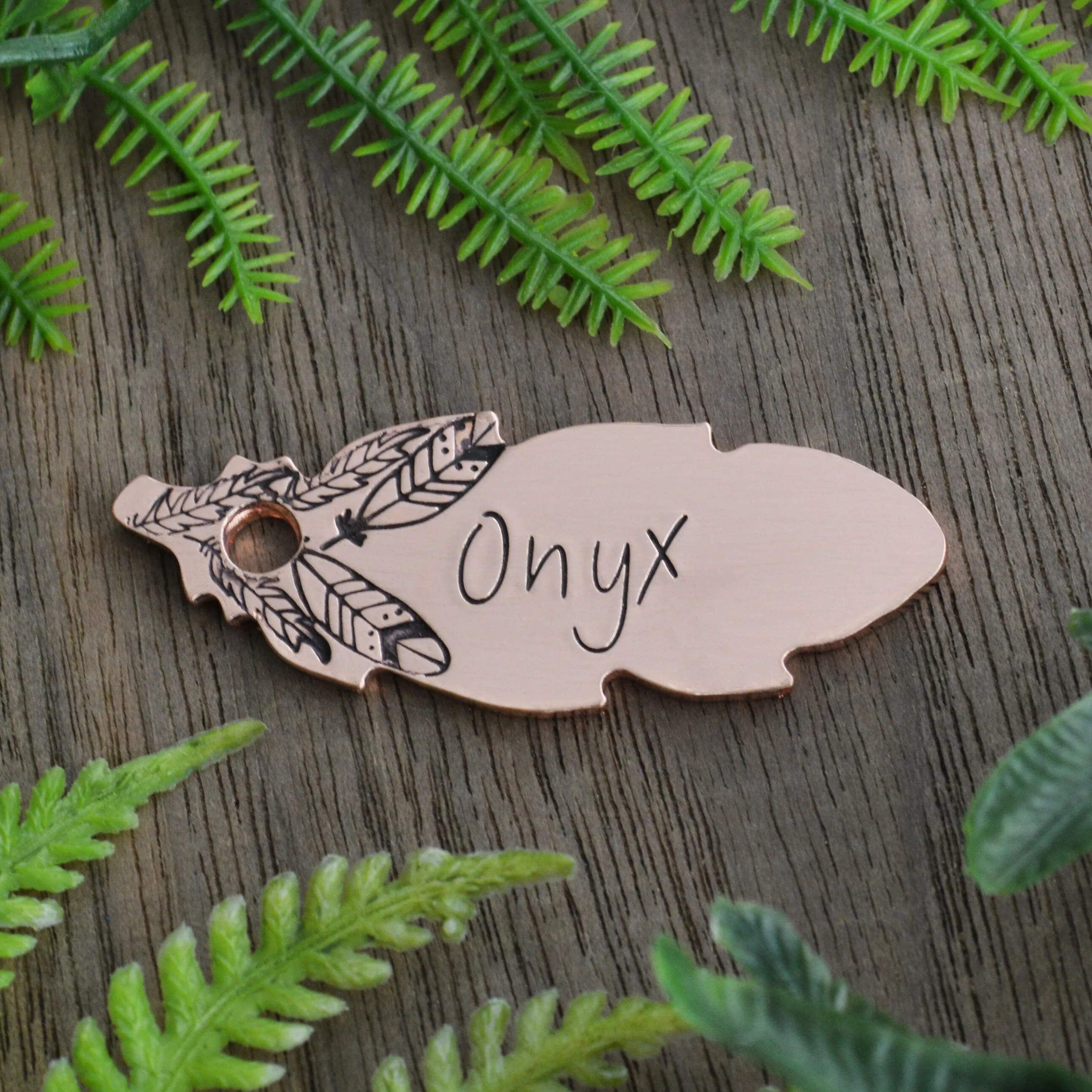 Plumage Hand Stamped Dog Tag