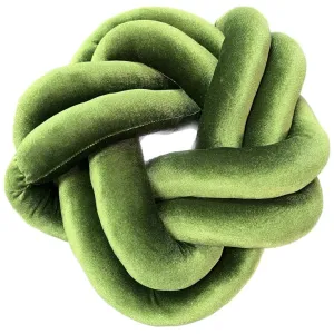 Plush Velvet Knotted Throw Pillow in Emerald Green
