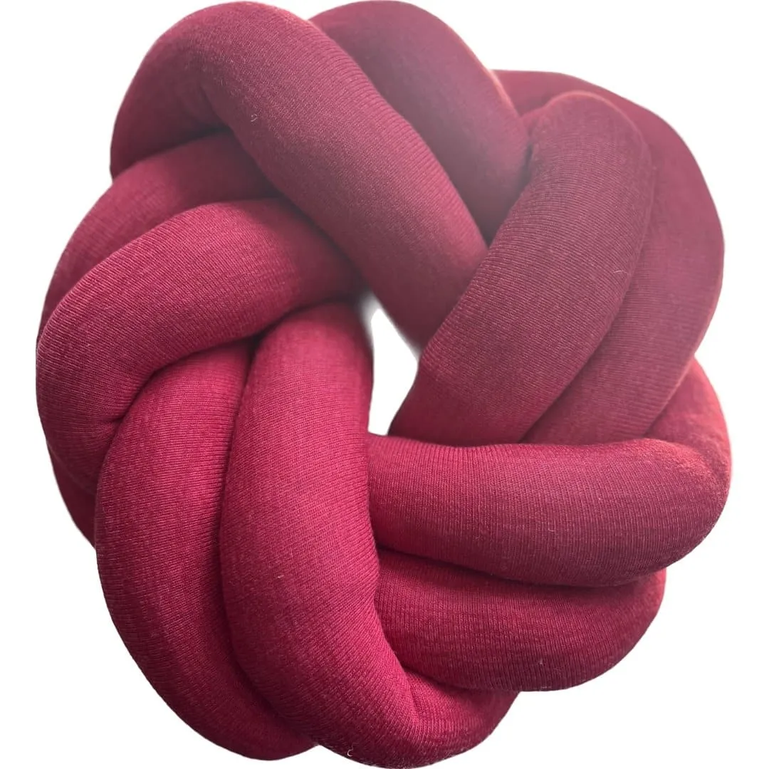 Plush Velvet Knotted Throw Pillow in Red