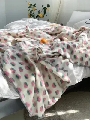 Popping Pink Strawberry Throw Blanket