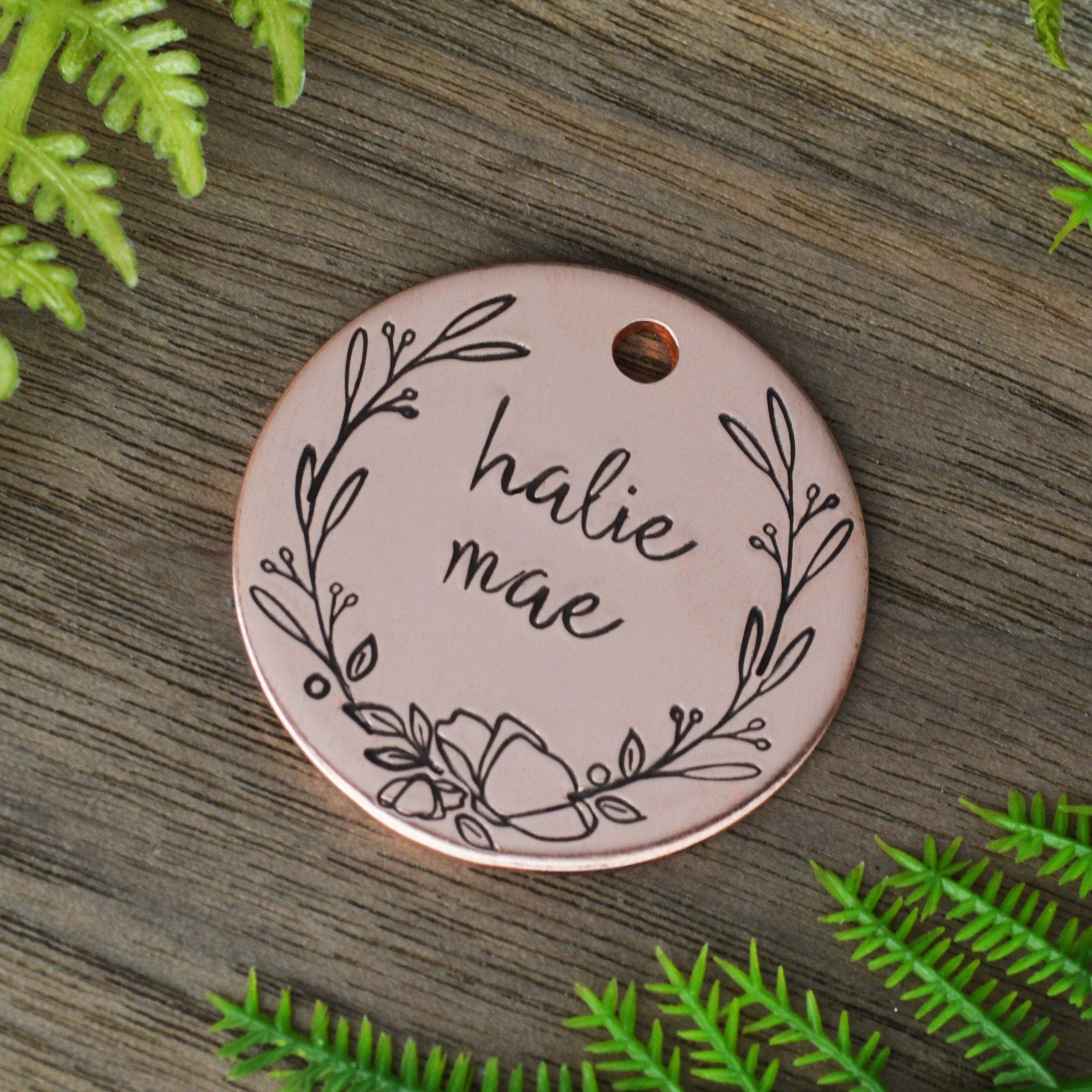 Poppy Wreath Hand Stamped Dog Tag