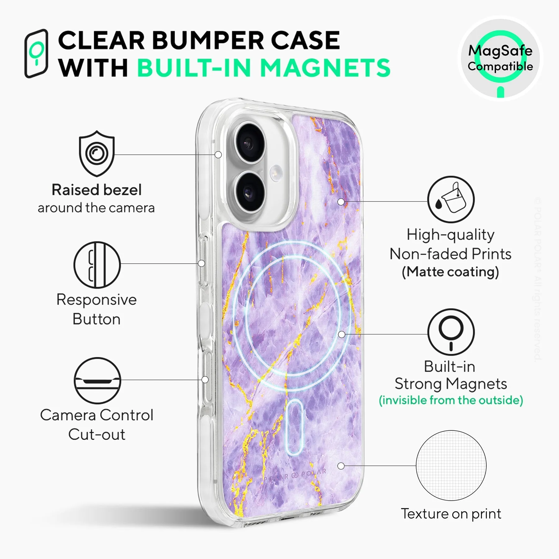 Princess Purple - iPhone 16 Clear Bumper MagSafe Case