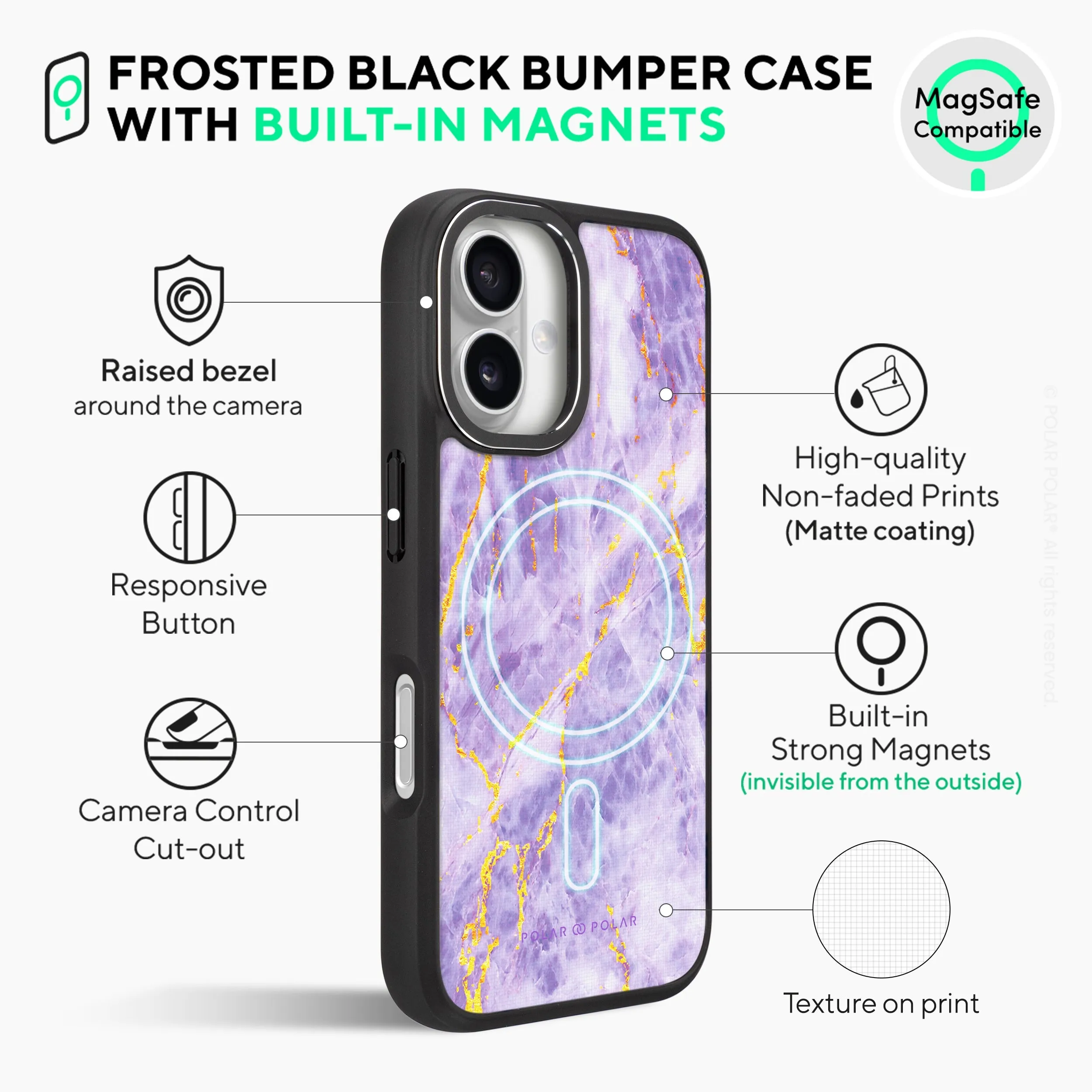 Princess Purple - iPhone 16 Plus Frosted Black Bumper MagSafe Case