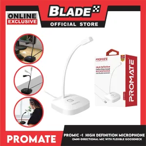 Promate High Definition Omni-Direction Microphone with Flexible Gooseneck