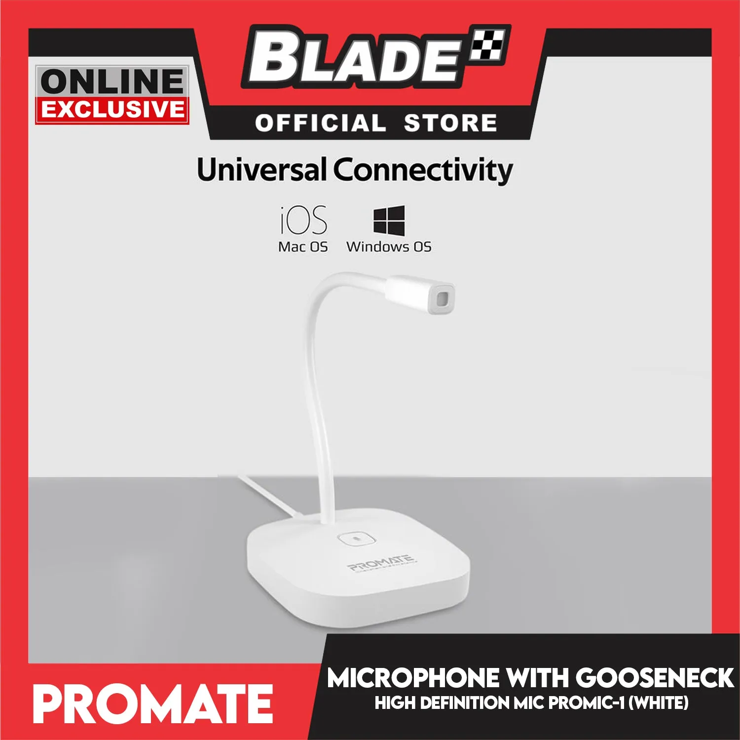 Promate High Definition Omni-Direction Microphone with Flexible Gooseneck