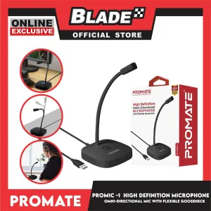 Promate Microphone with Flexible Gooseneck ProMic-1 High Definition Uni-Directional (Black)