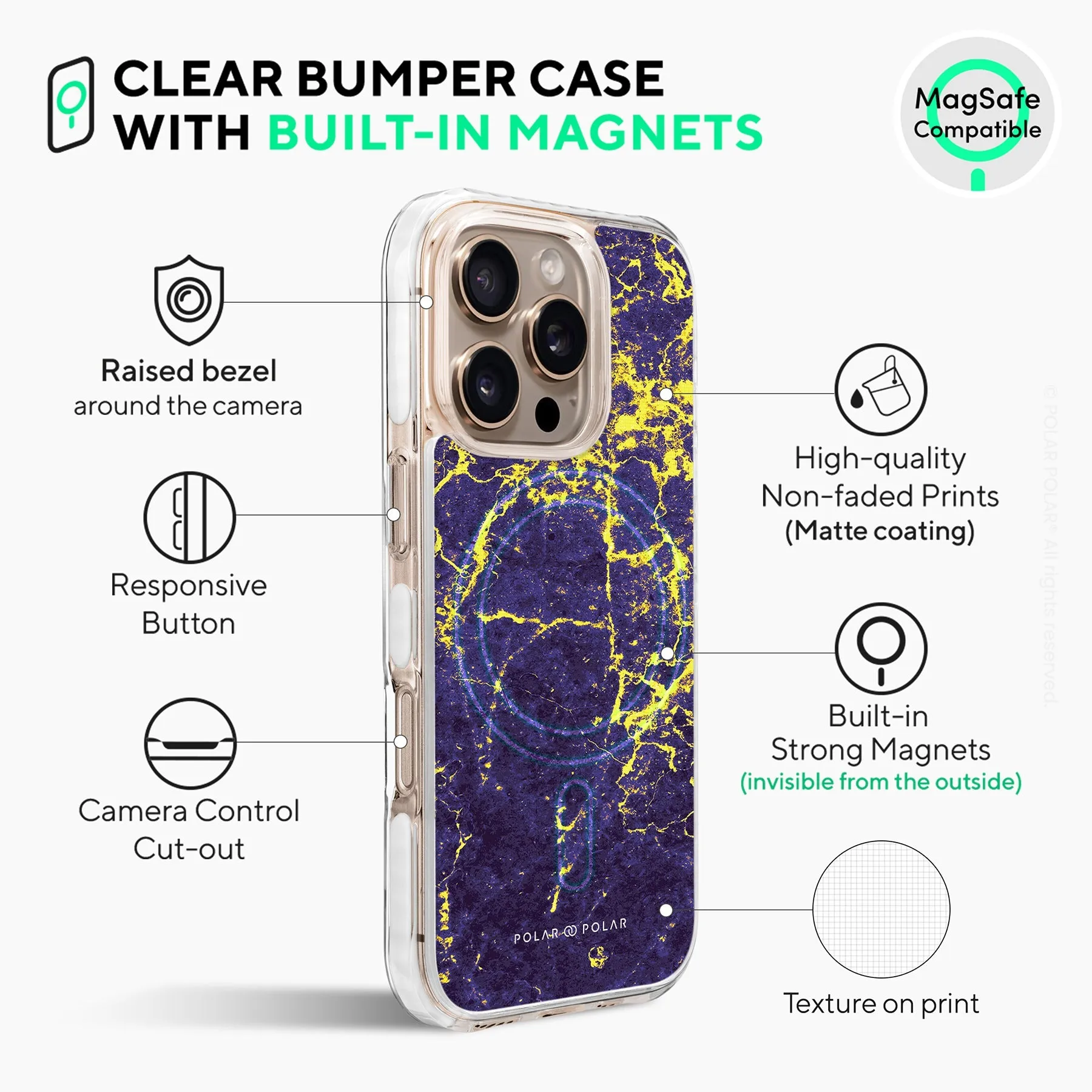 Purple Night - iPhone 16 Pro Clear Bumper MagSafe Case