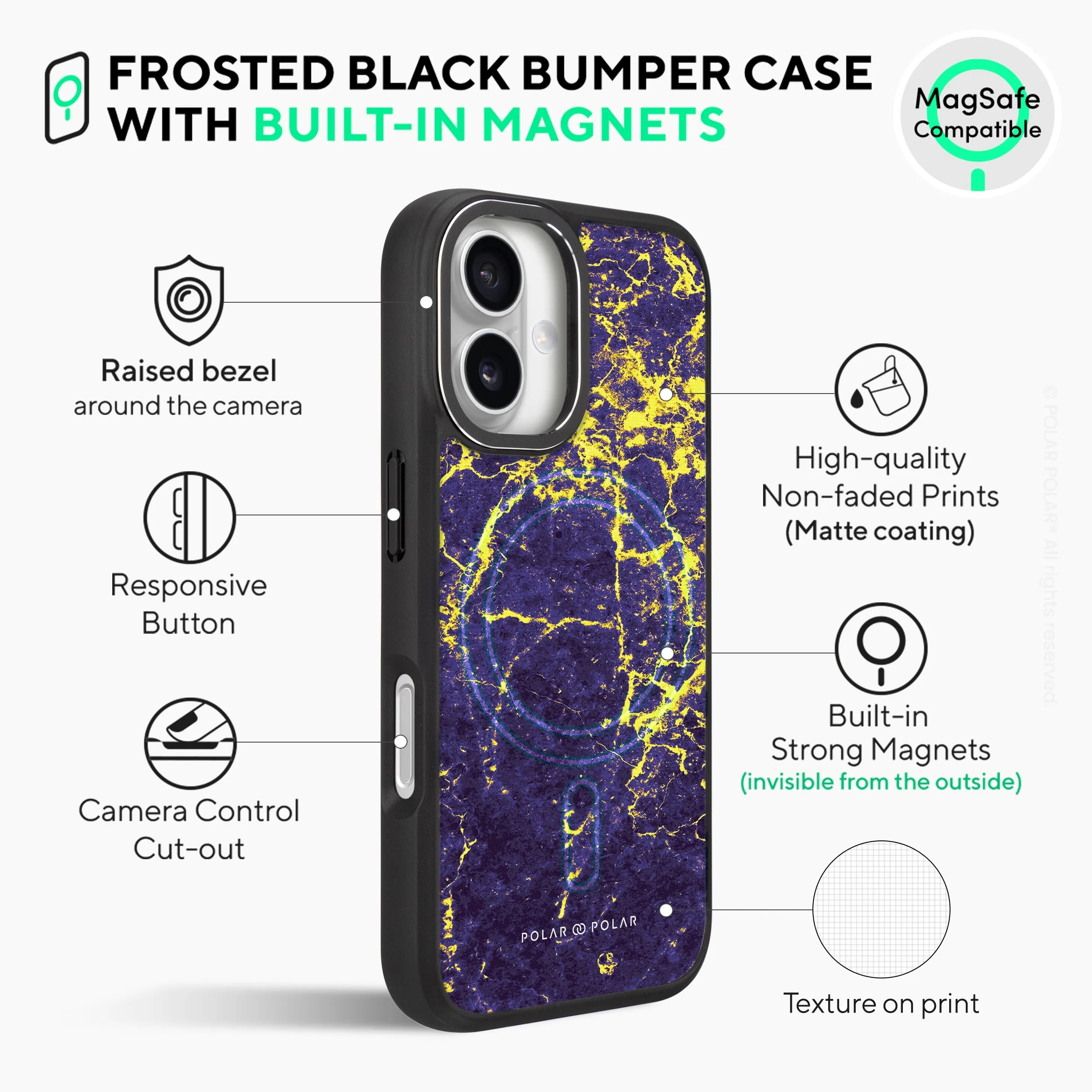 Purple Night - iPhone 16 Pro Frosted Black Bumper MagSafe Case