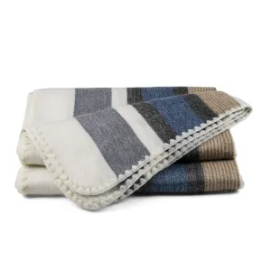 QISU Brown, Blue, Grey, and White Alpaca Throw Blanket – Full-Size Comfort, Holiday Artisan Gift